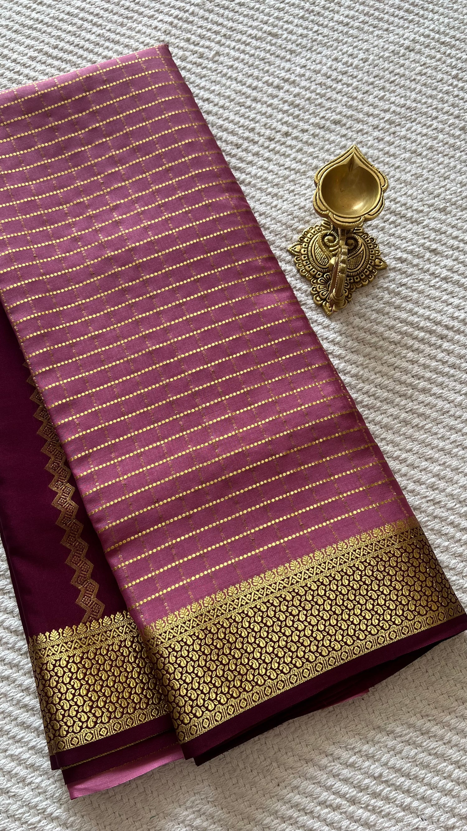 PSUV286-ONIONPINK WITH WINE PURE MYSORE SILK SAREE