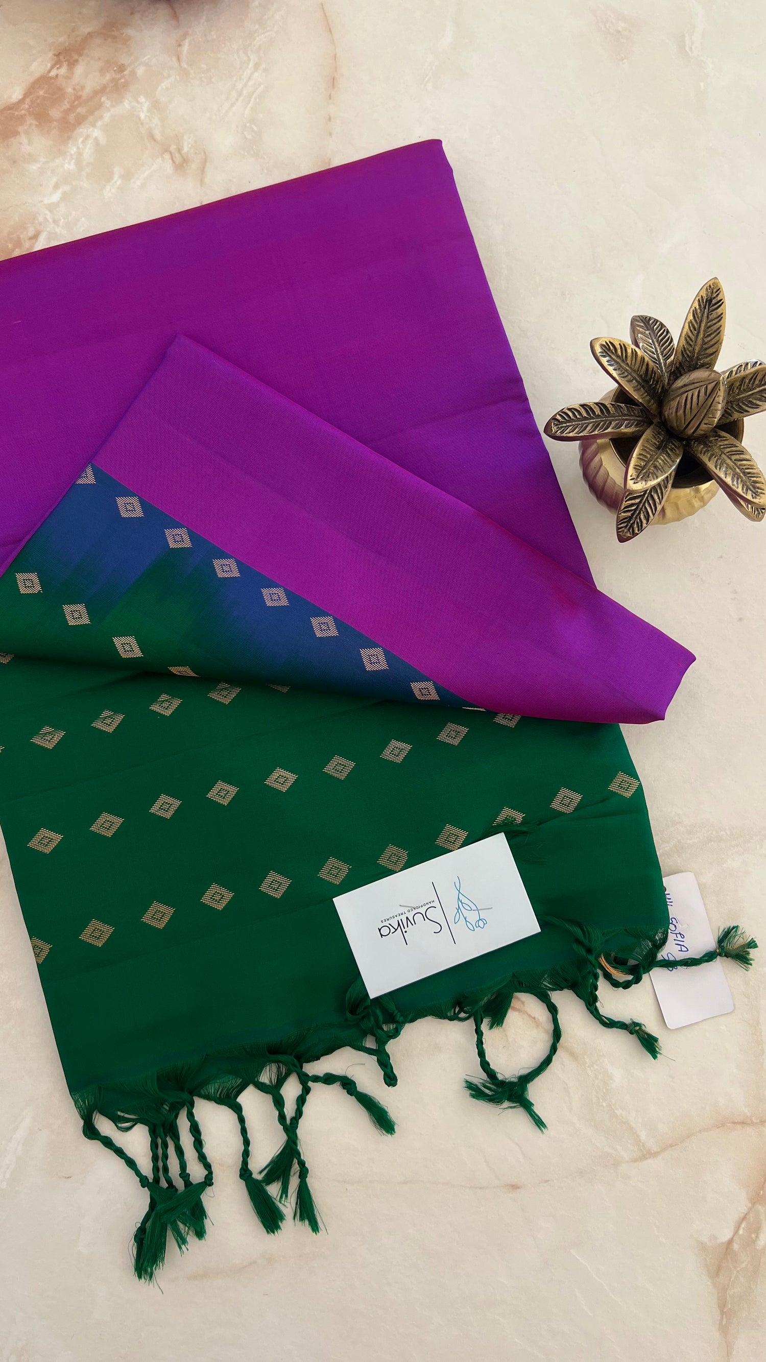 PSUV125 - MAGENTA WITH BGREEN PURE SOFT SILK SAREE