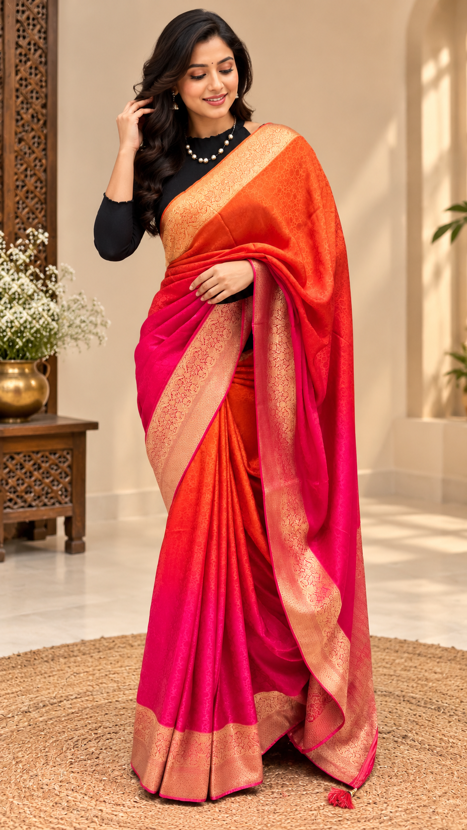 SUV4410-RANIPINK WITH ORANGE