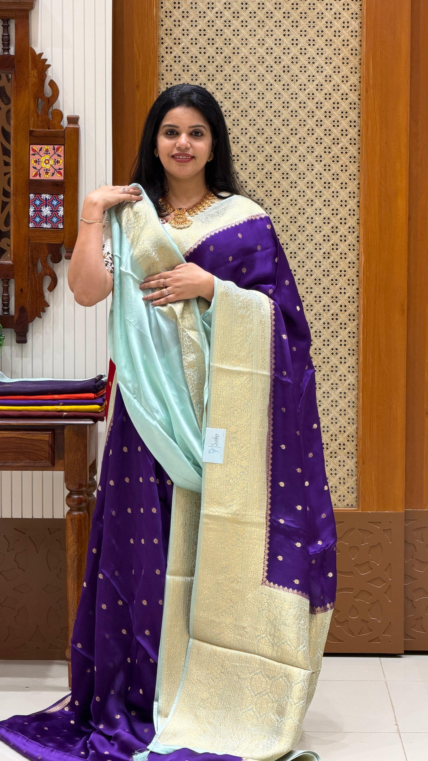 BANARASI SATIN SUV4872-PURPLE WITH SEAGREEN