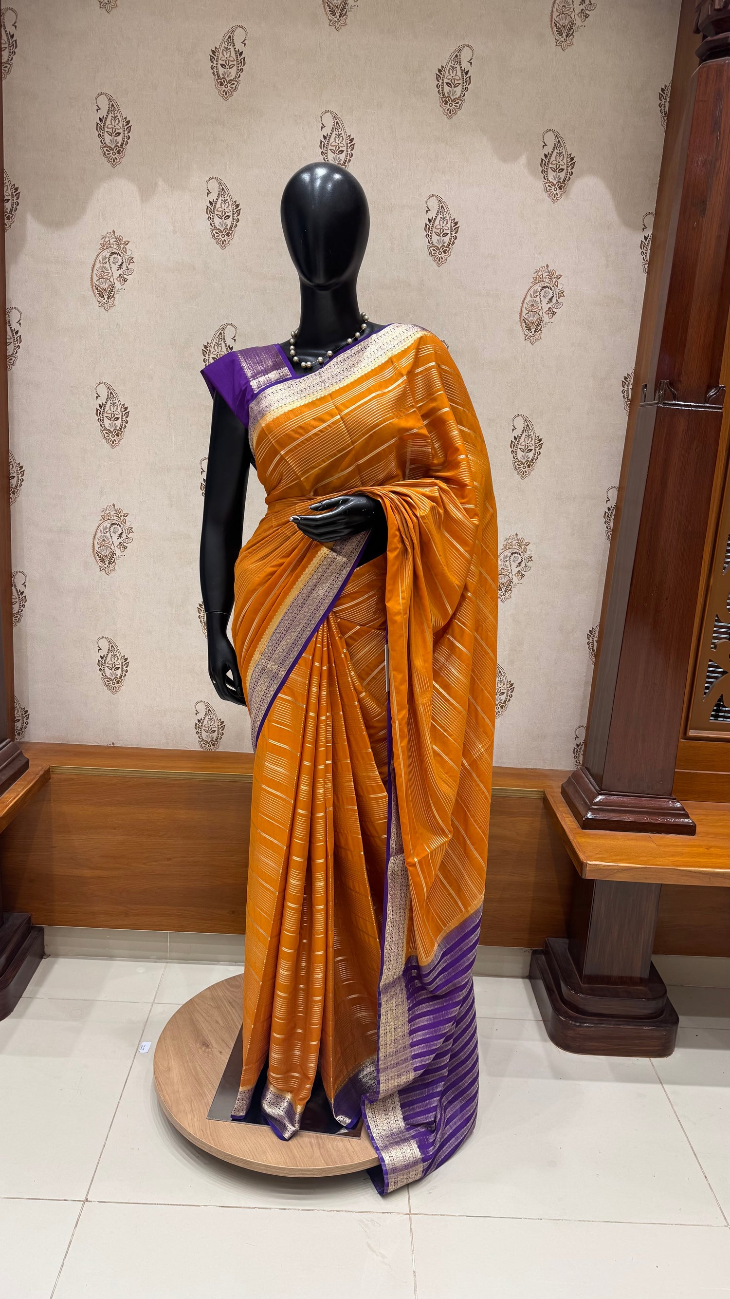 MYSORE CREPE SUV2131-MUSTARD WITH PURPLE