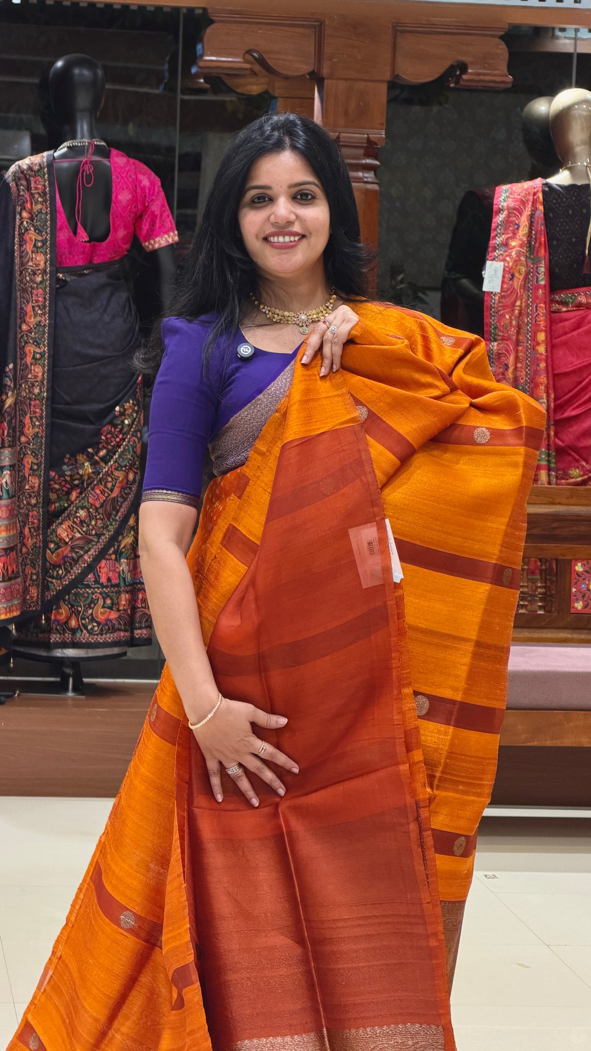PURE BANARASI DUPION SILK PSB50-ORANGE