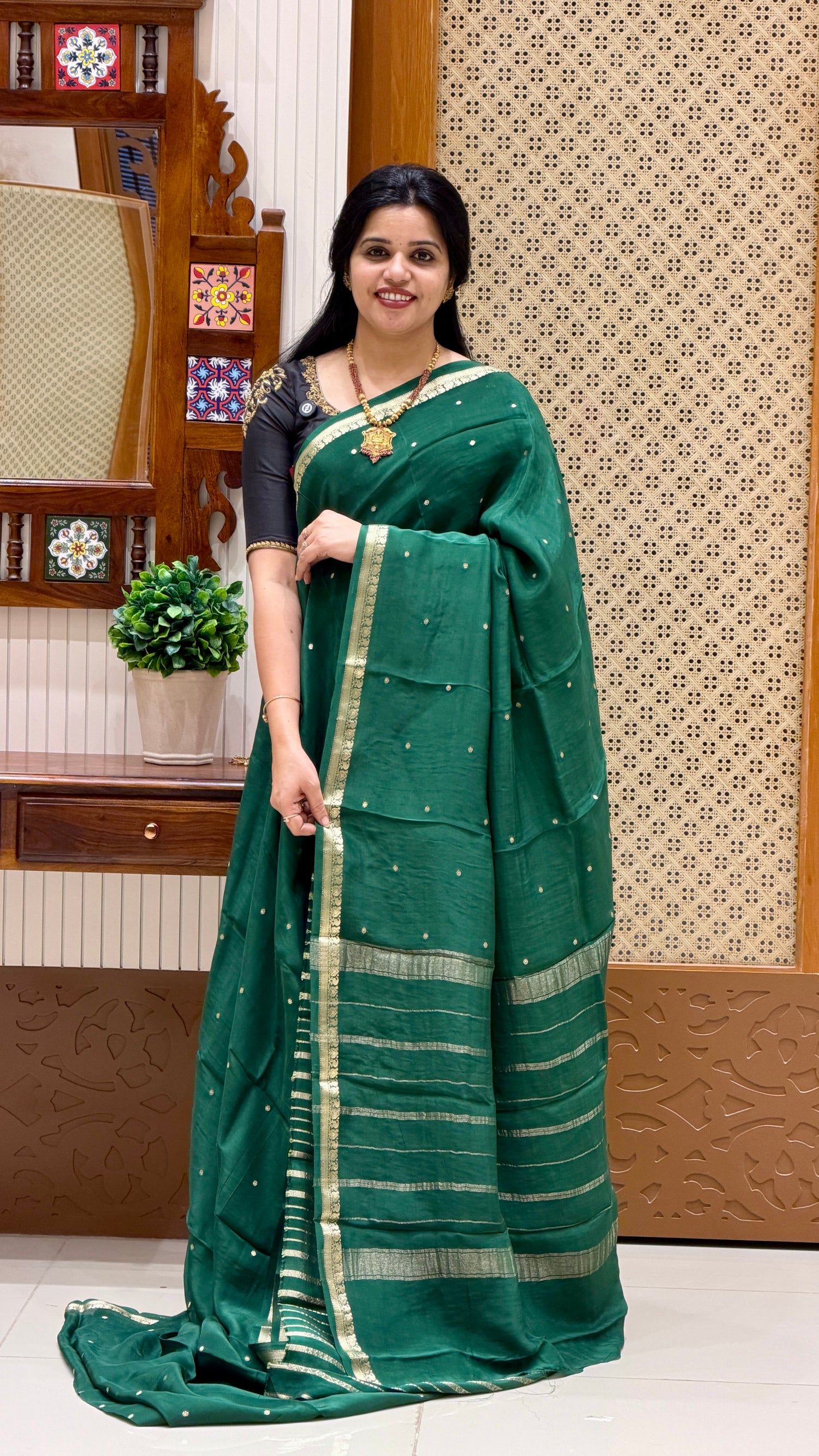PREMIUM MYSORE SILK SAREE SUV5279-BOTTLEGREEN