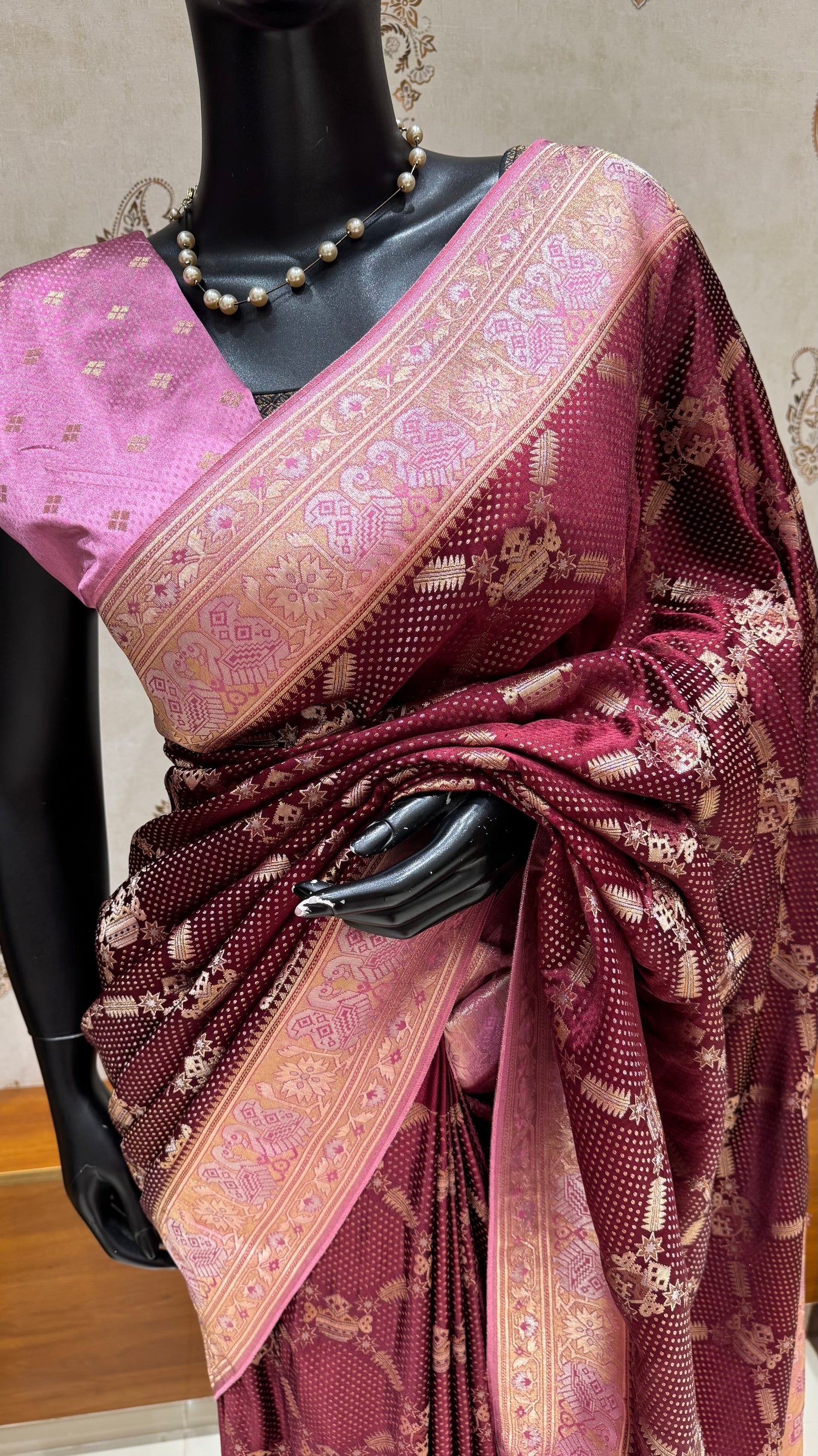 SATIN CREPE SUV5631-WINE WITH ONIONPINK