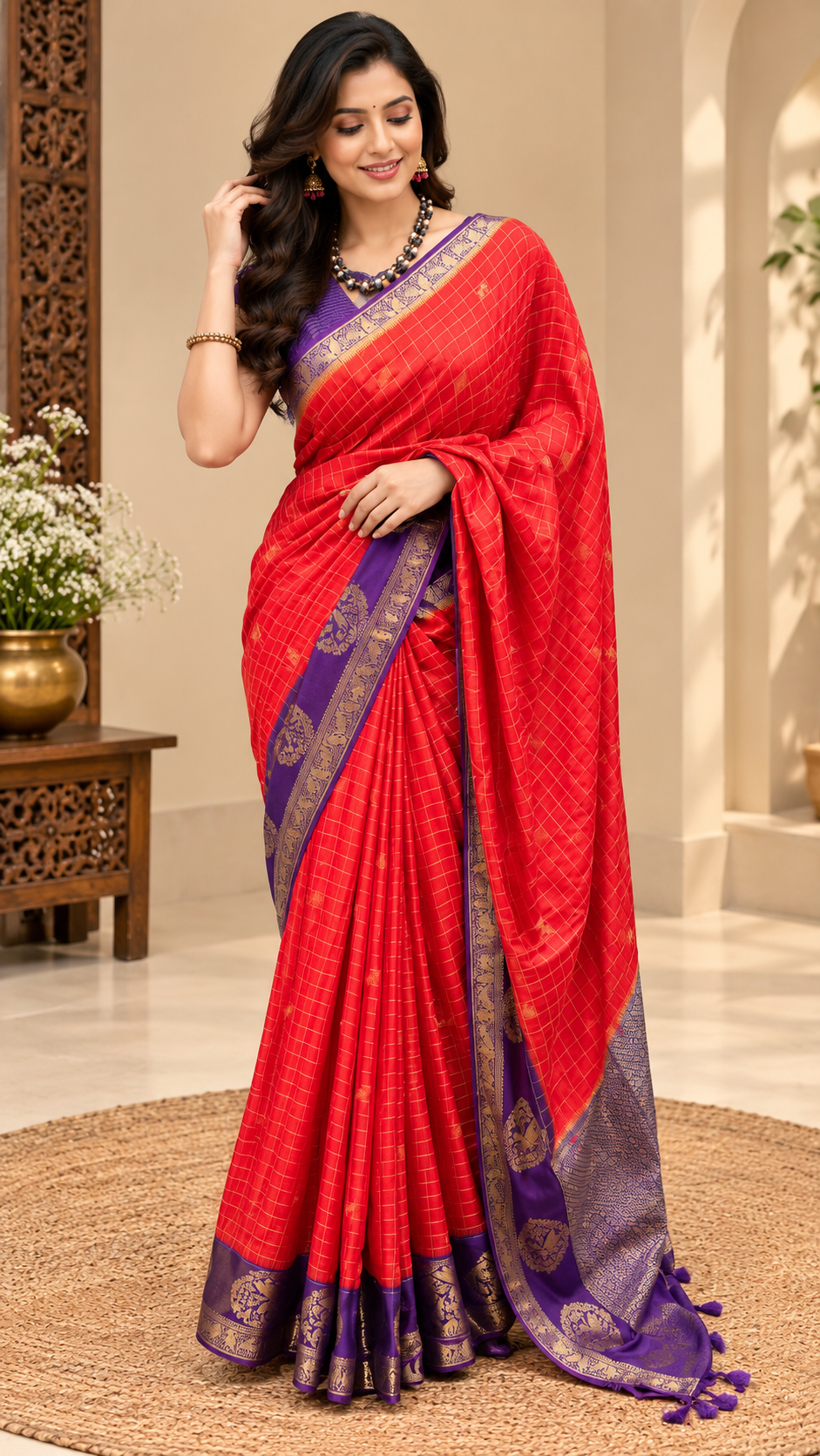 MUNGA COTTON SAREE SUV5478-RED