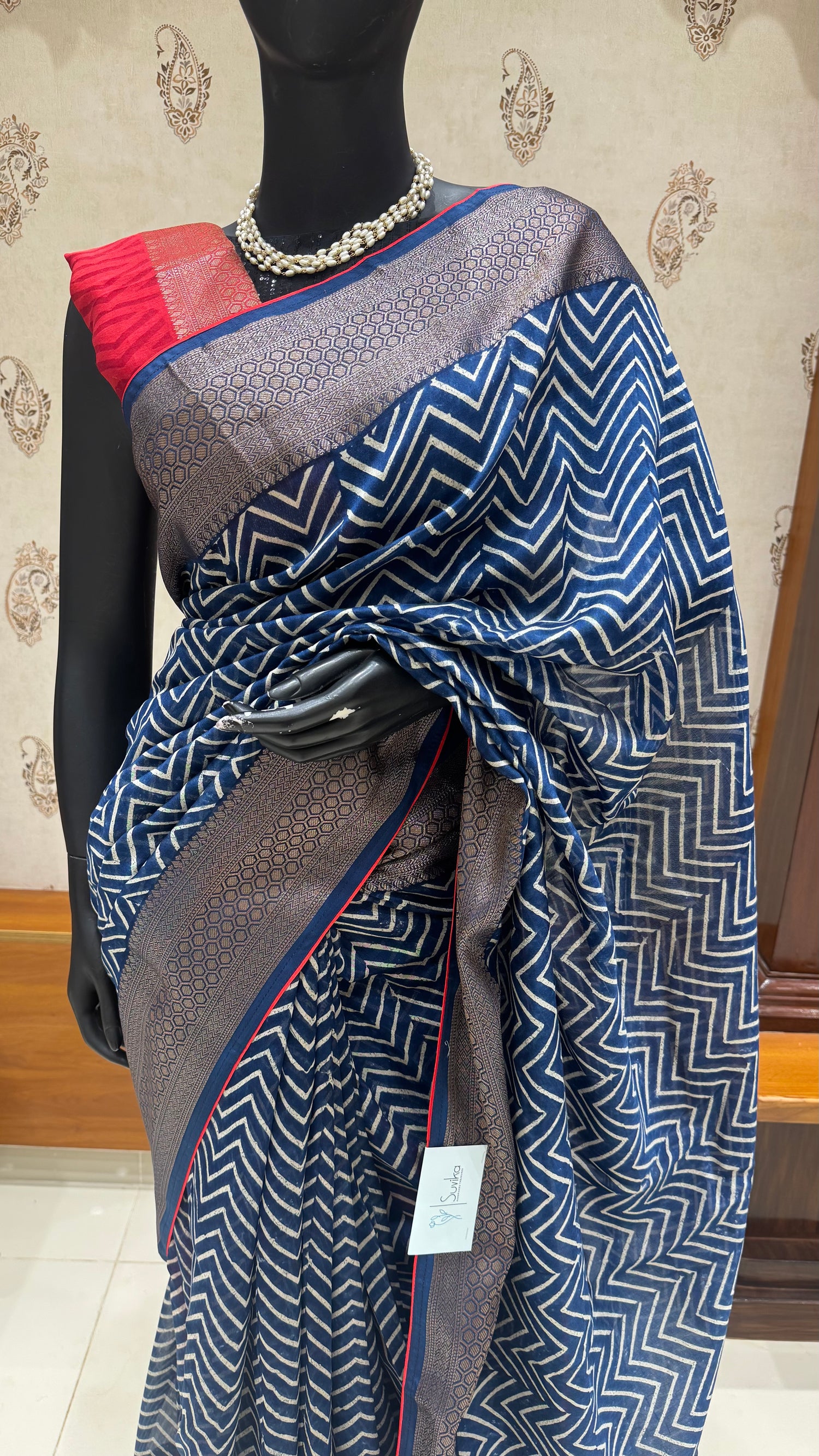 PURE CHANDERI SILK COTTON SUV5192-BLUE