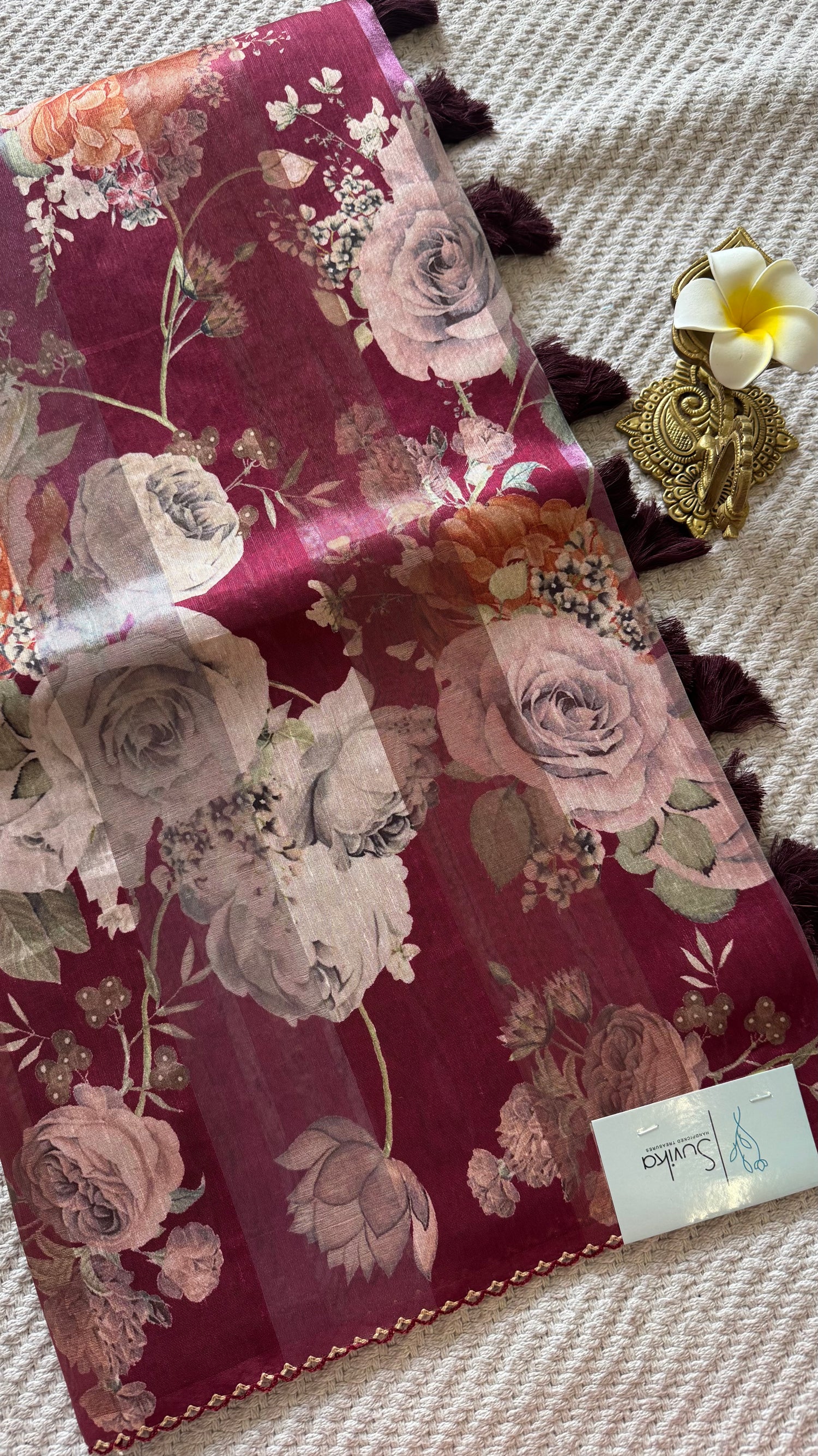 ORGANZA SAREE SUV5513-MAROON