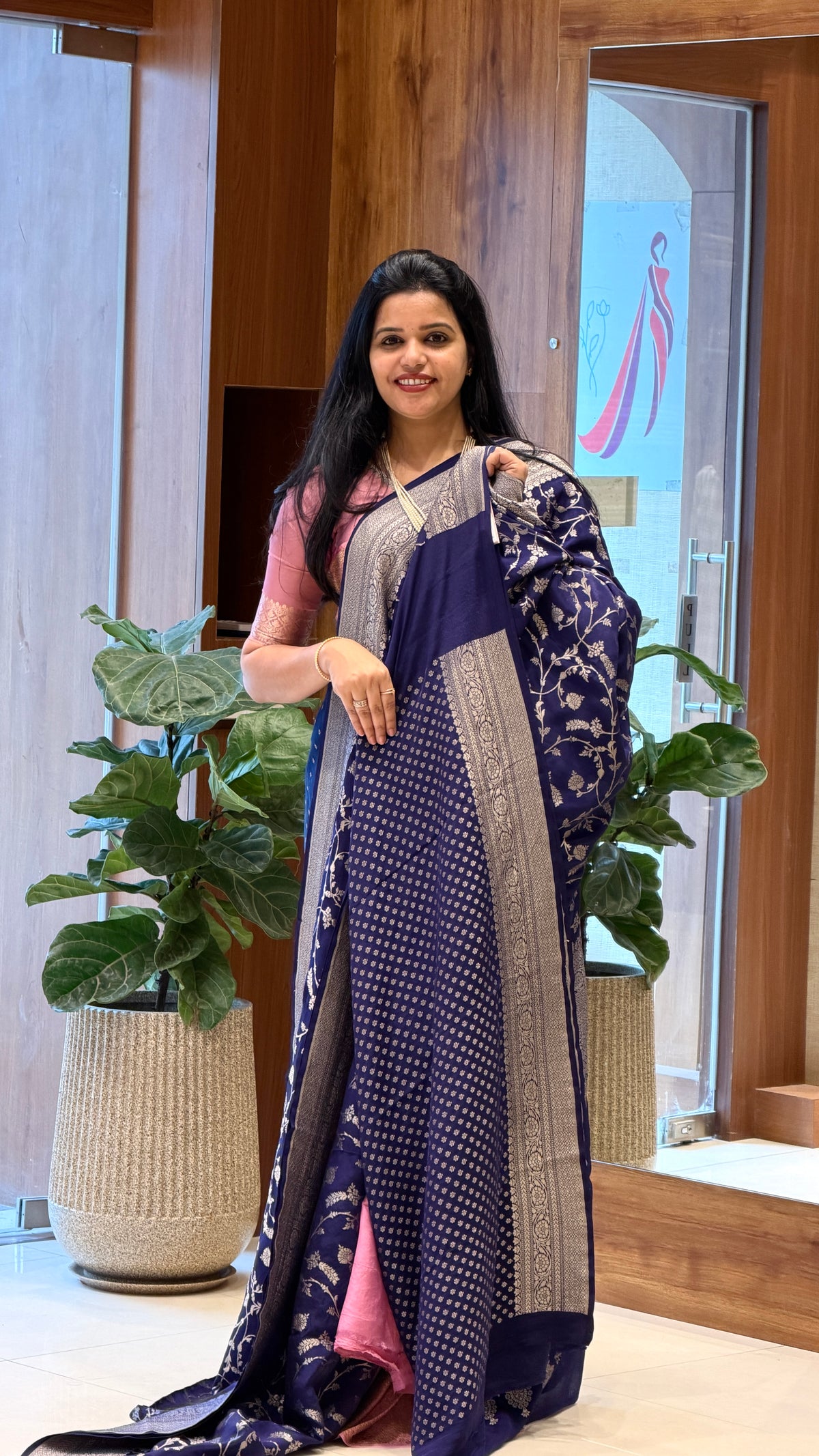 PURE BANARASI CREPE SAREE PSB534-BLUE