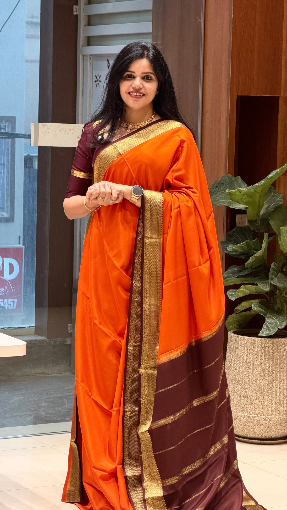 PURE MYSORE CREPE PSUV171 - ORANGE