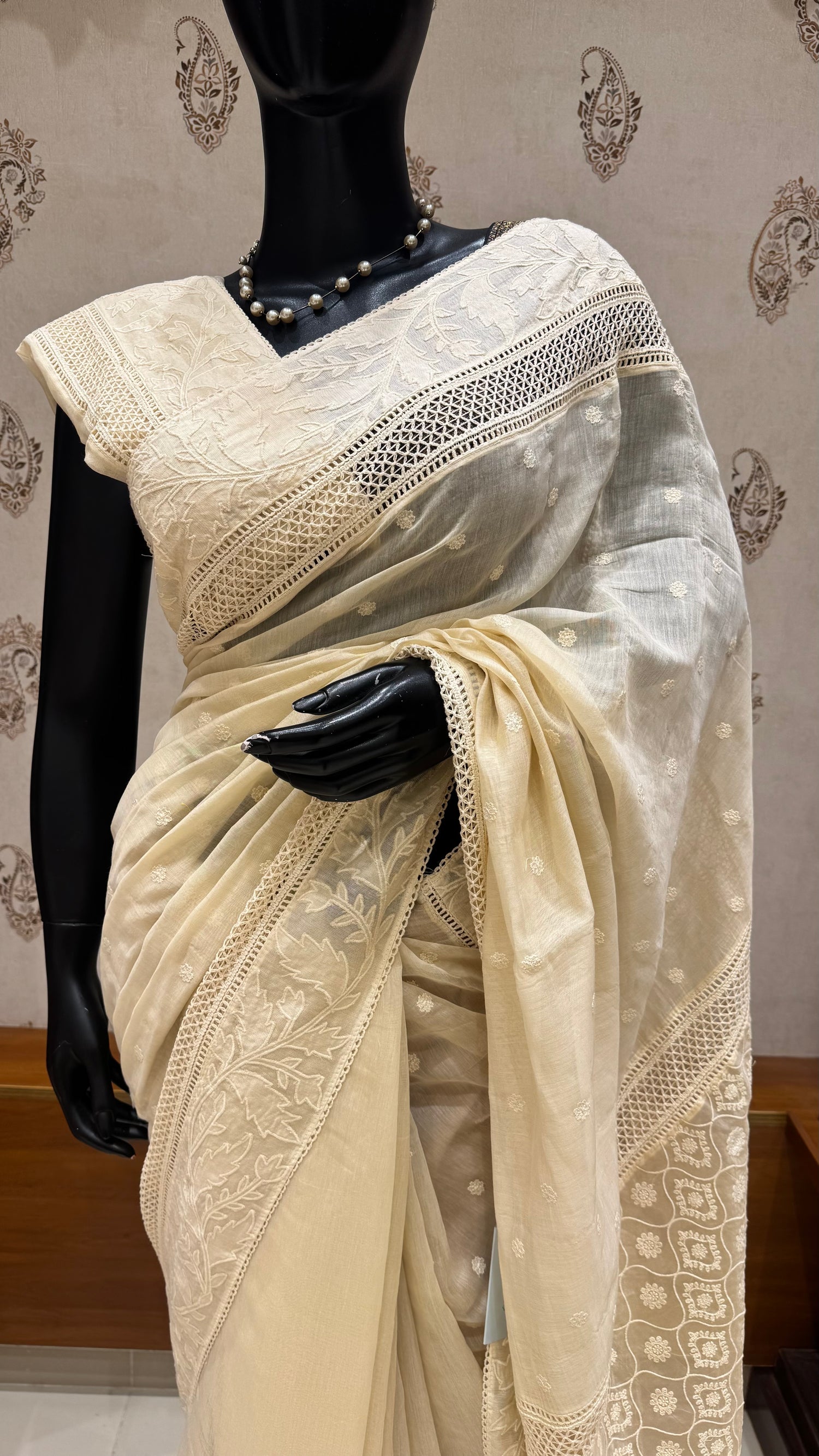 PURE MUL CHANDERI SAREE SUV5351-BEIGE