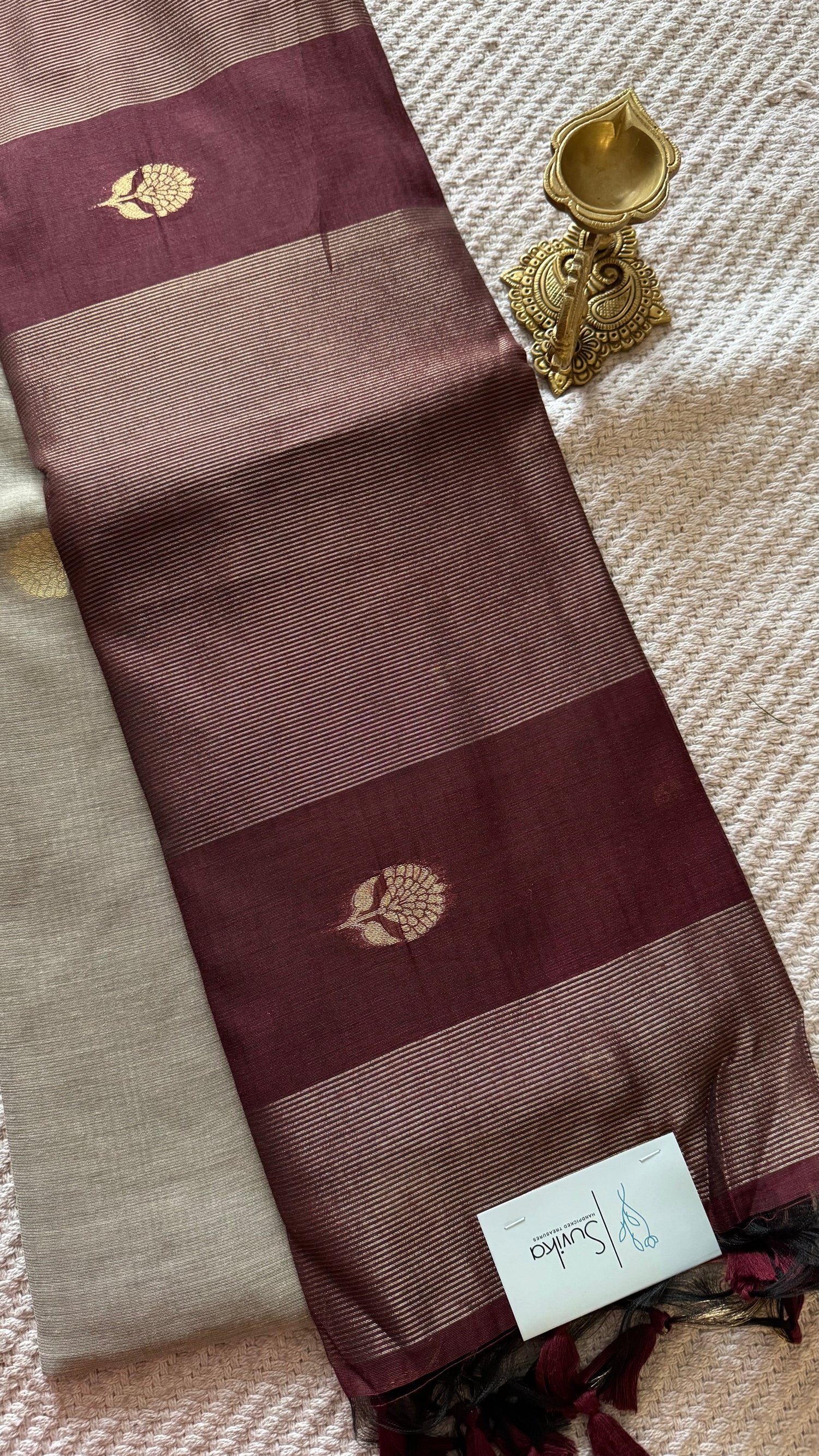 TUSSER SILK SAREE SUV5471-BROWN