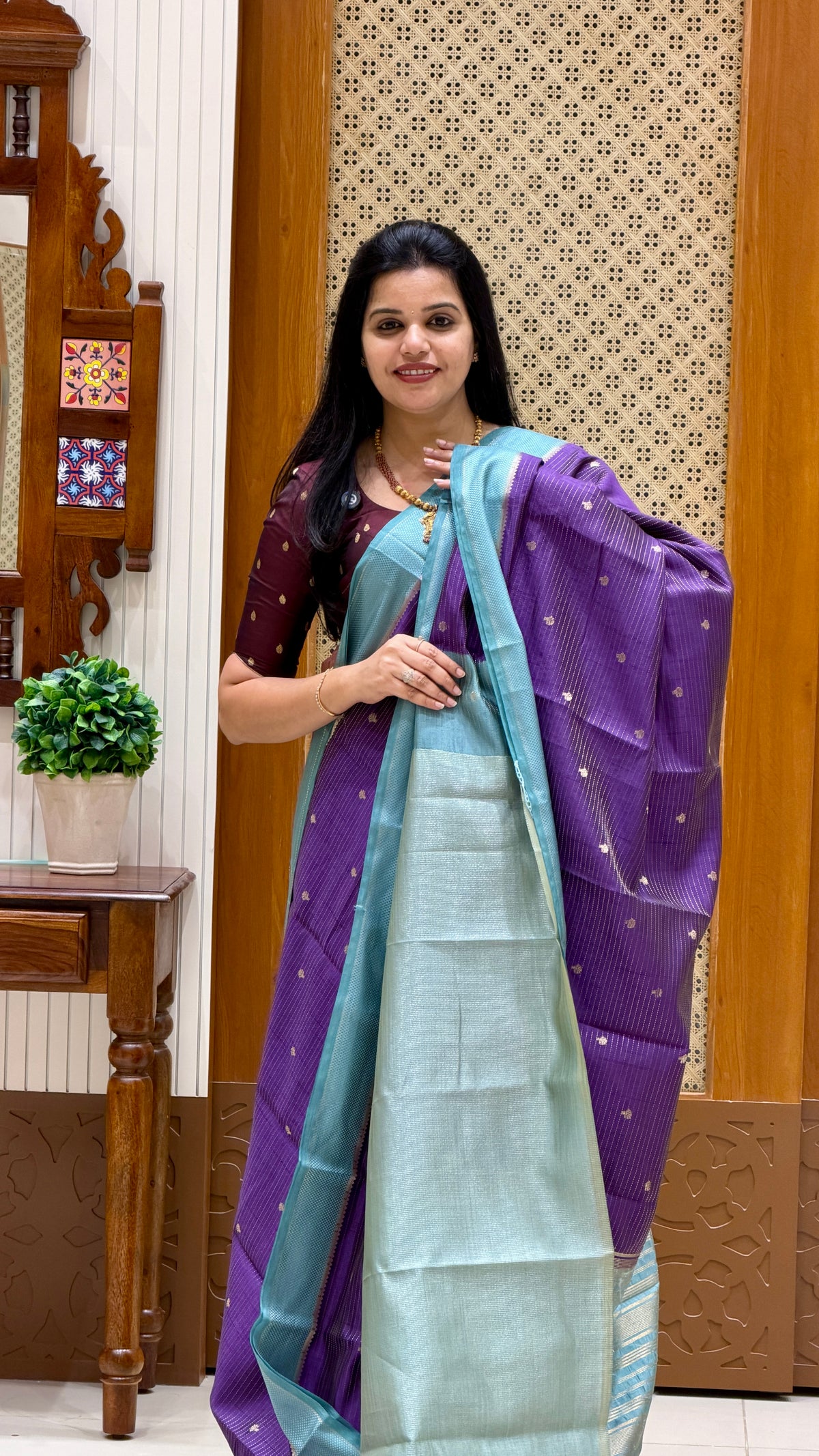 TUSSER SILK SAREE  SUV5859-PURPLE