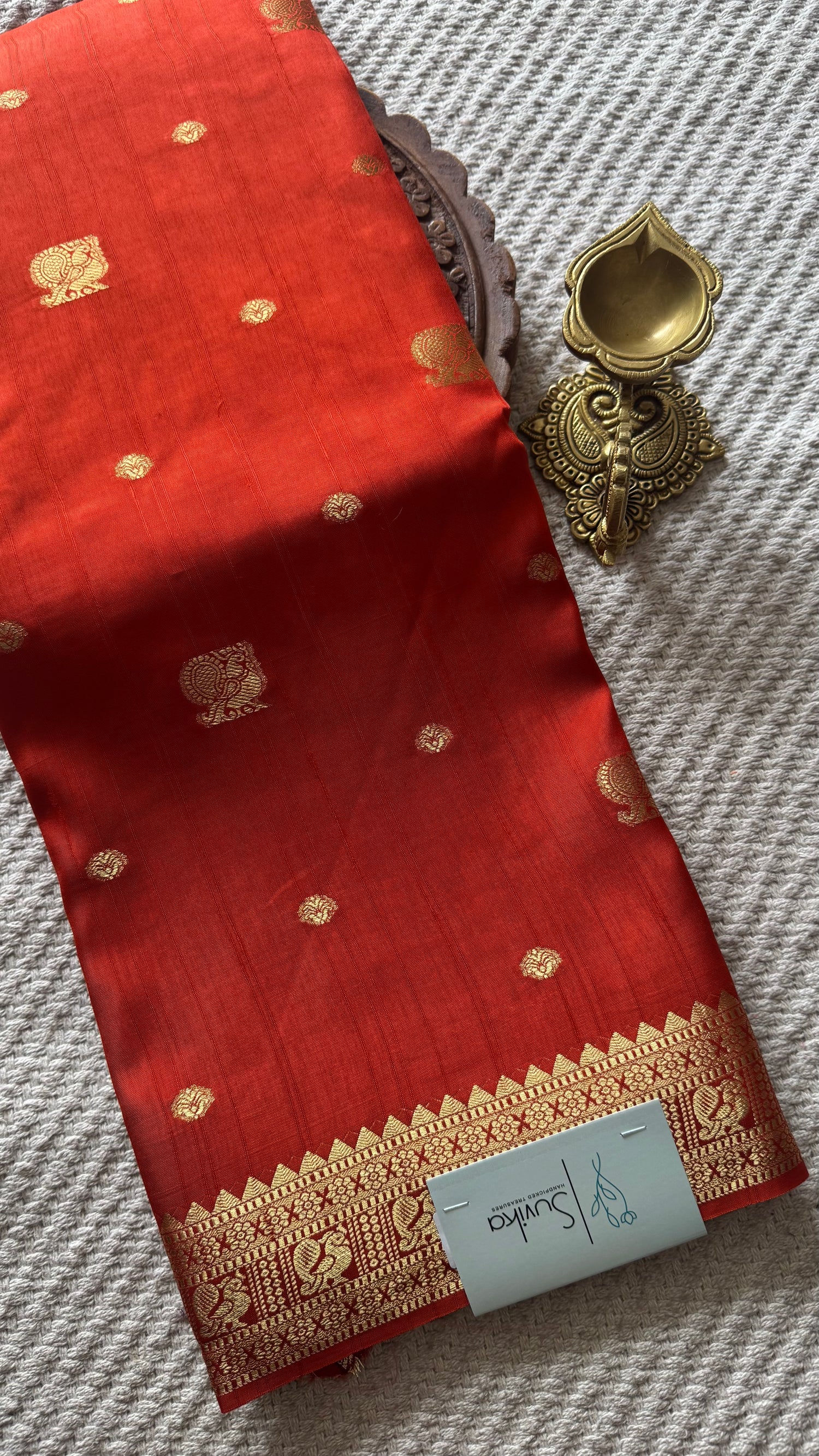 SEMI MYSORE CREPE SILK SAREE SUV5469-ORANGE