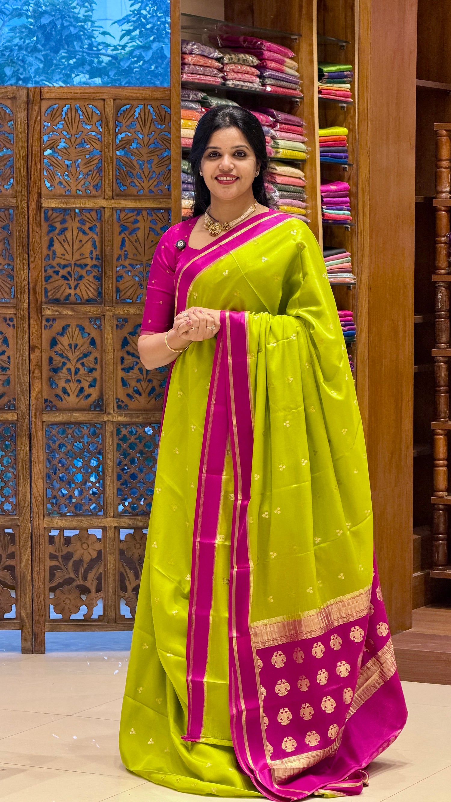 PURE MYSORE SILK SAREE PSH257-PARROTGREEN