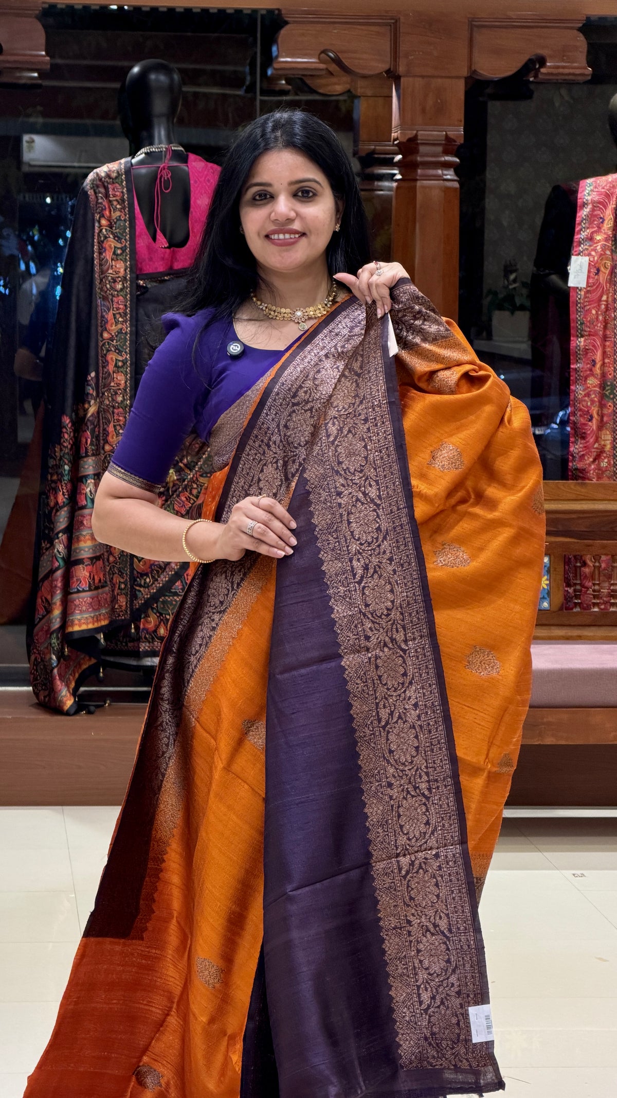 PURE BANARASI DUPION SILK PSBS323-ORANGE