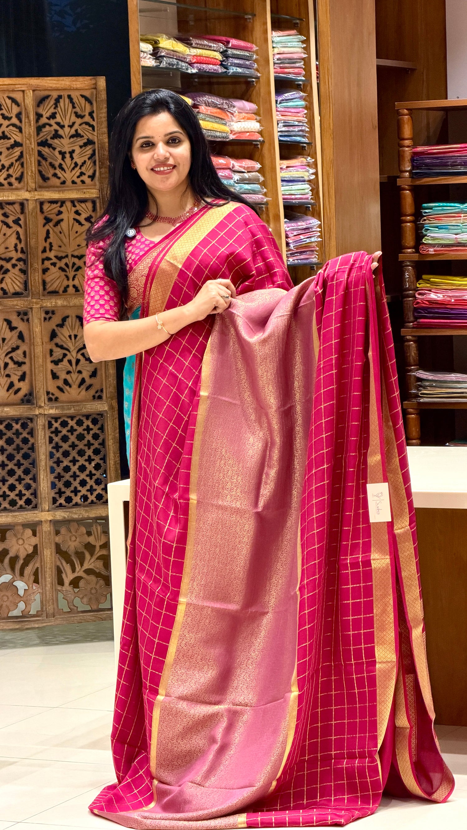 PURE MYSORE CREPE PSH82-ONIONPINK WITH PINK