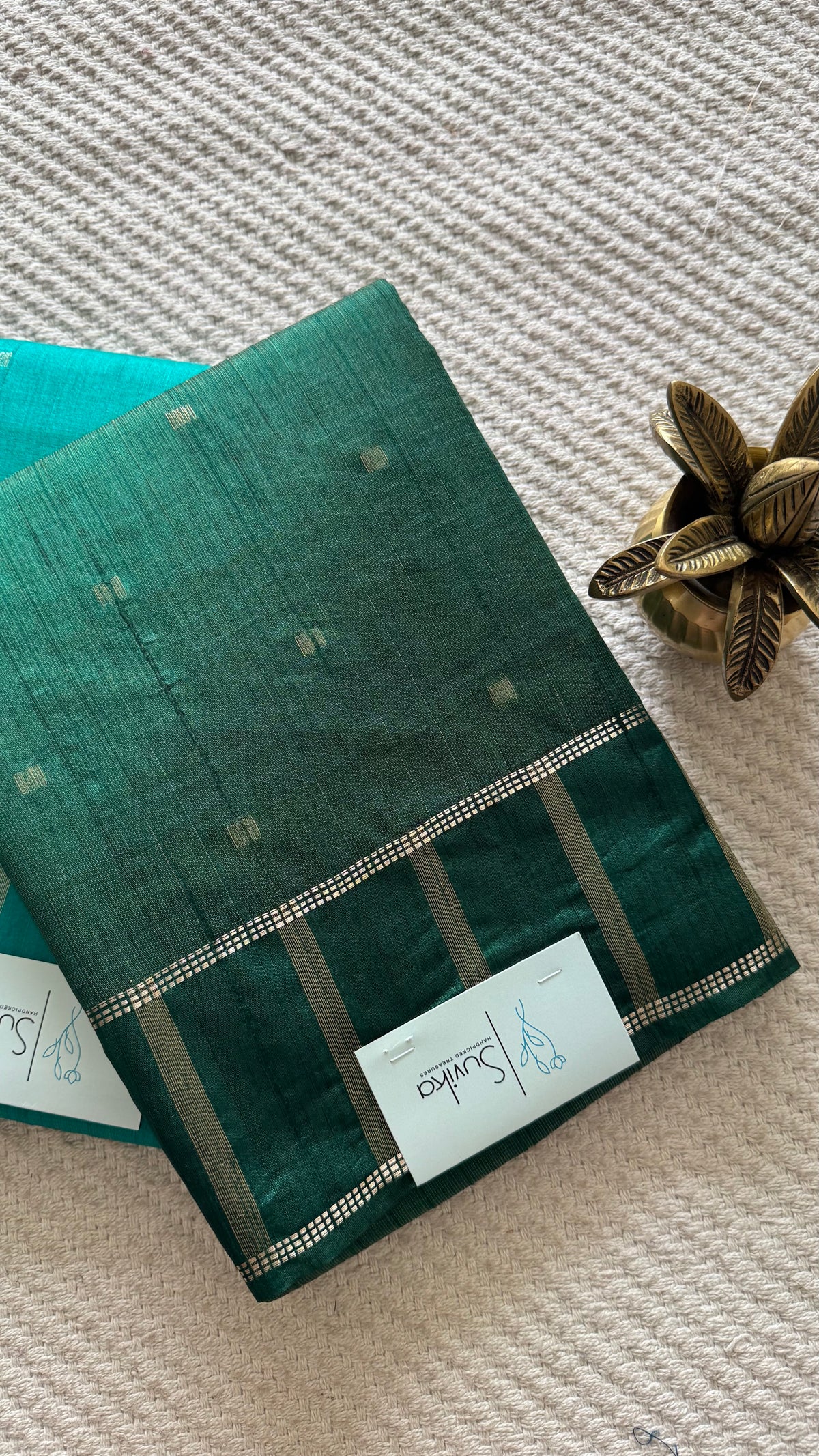 TUSSER SILK SAREE SUV5899-BOTTLEGREEN