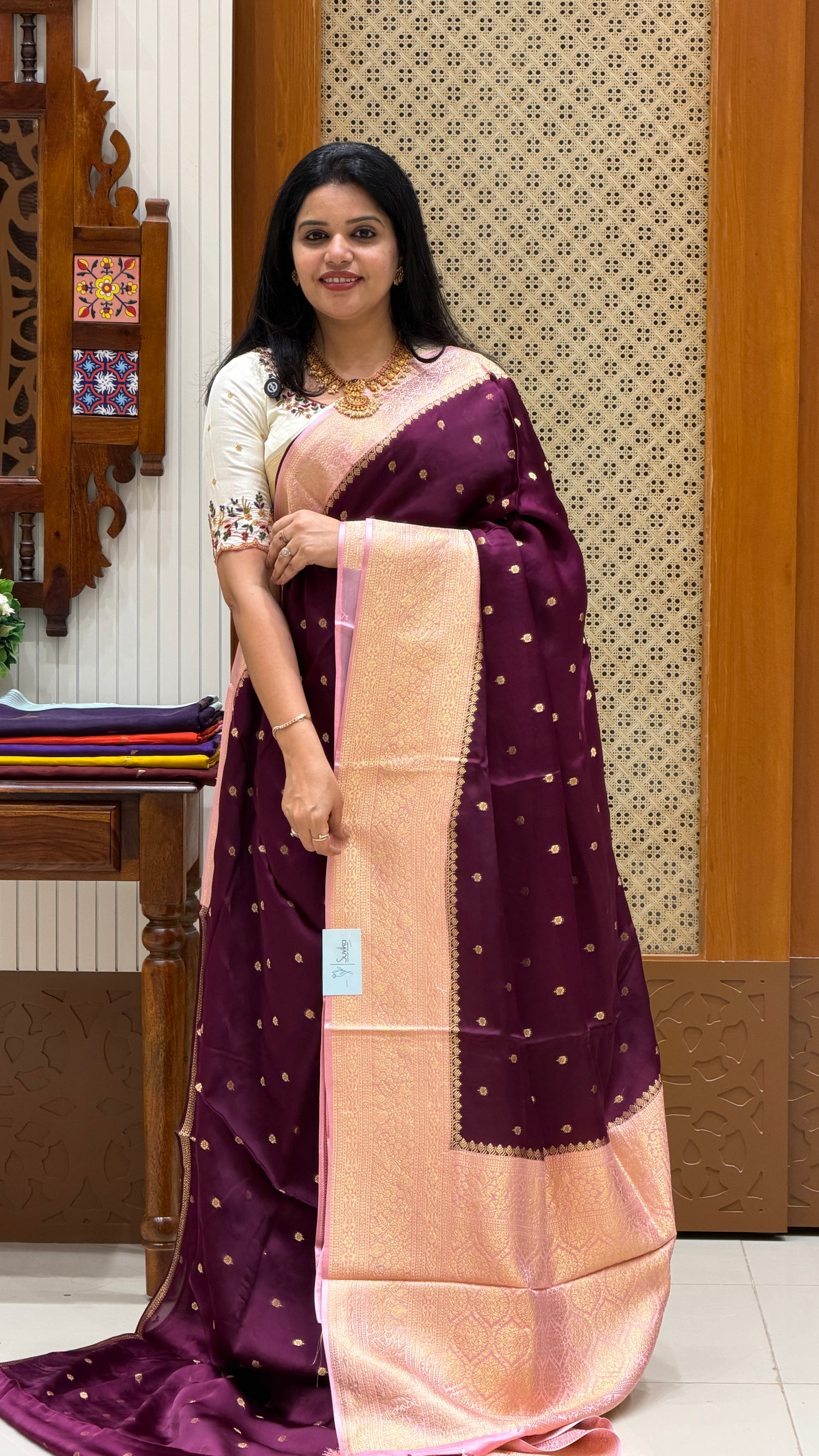 BANARASI SATIN SUV4872-WINE WITH BABYPINK