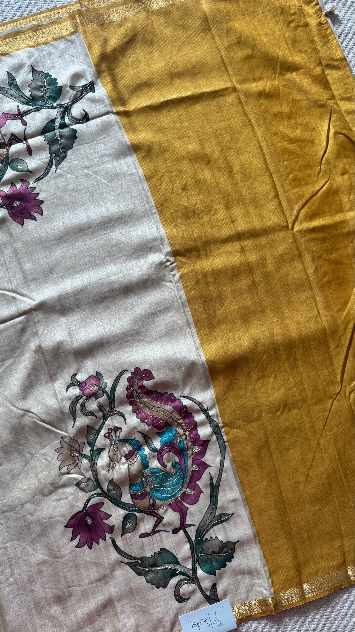 TUSSER SAREE SUV5637-YELLOW