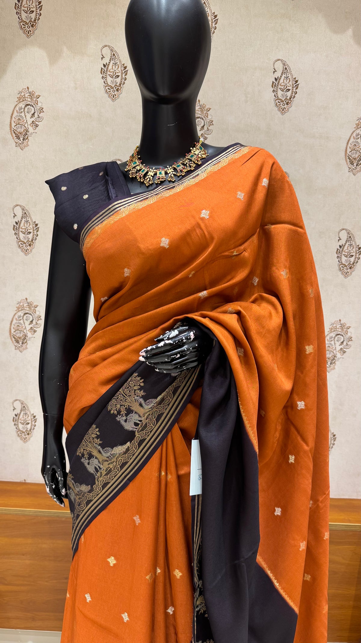 CREPE SILK SUV5391-RUST WITH GRAPE