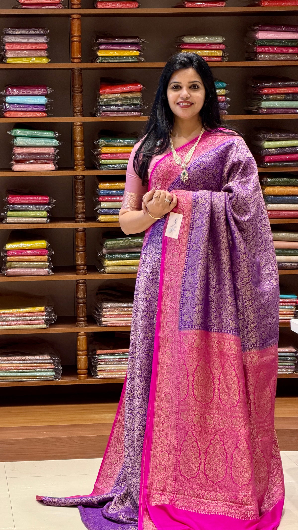 PURE BANARASI CREPE SAREE PSJV275-PURPLE