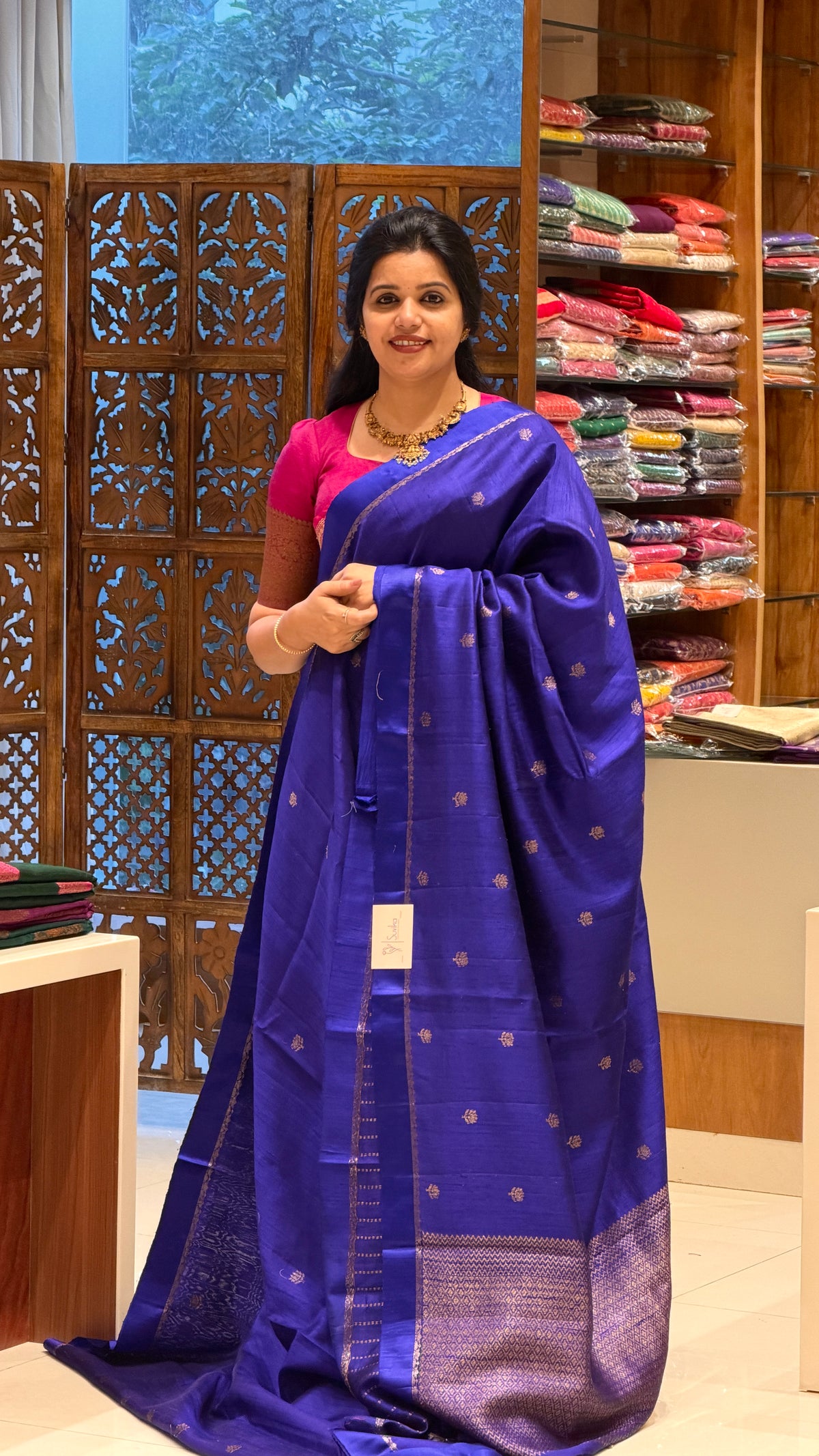 PURE BANARASI DUPION SILK PSGM459-ROYALBLUE