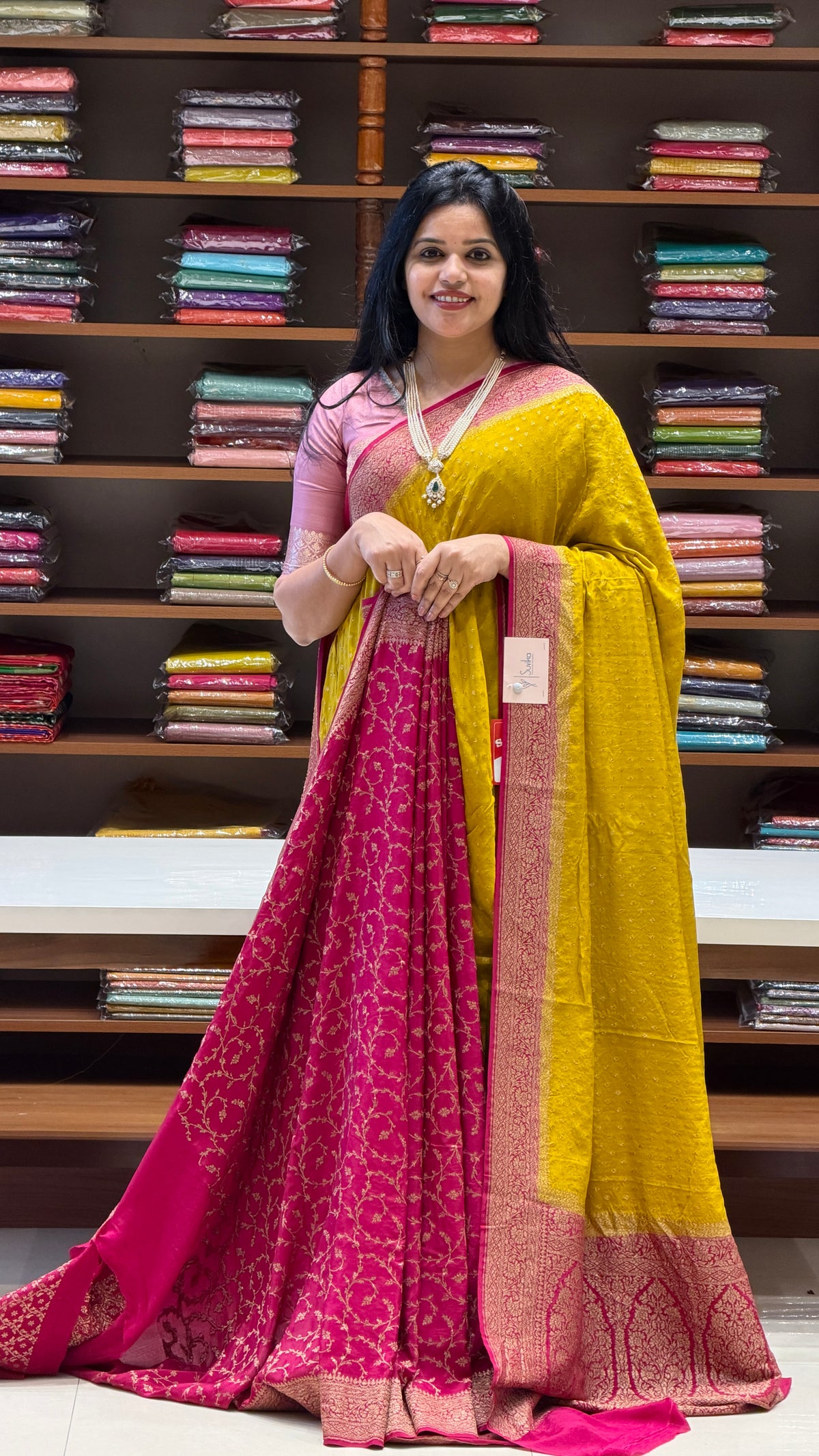 PURE BANARASI CREPE PSJV281 - Yellow