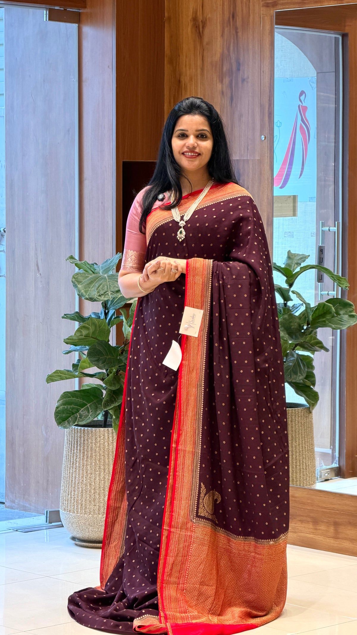 PURE BANARASI CREPE PSJV288-COFFEEBROWN