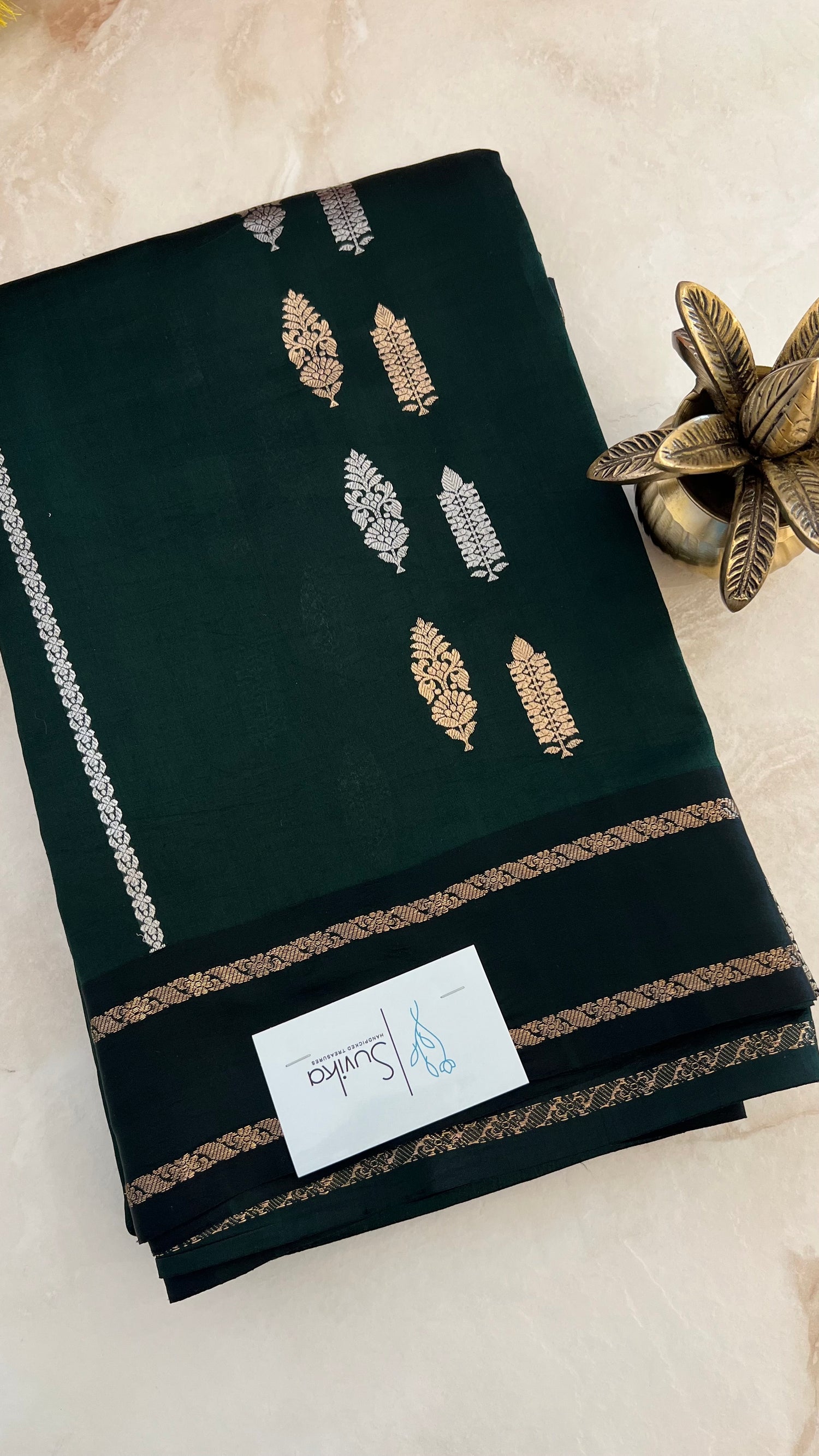 PSUV244-BOTTLEGREEN PURE MANGO SILK SAREE