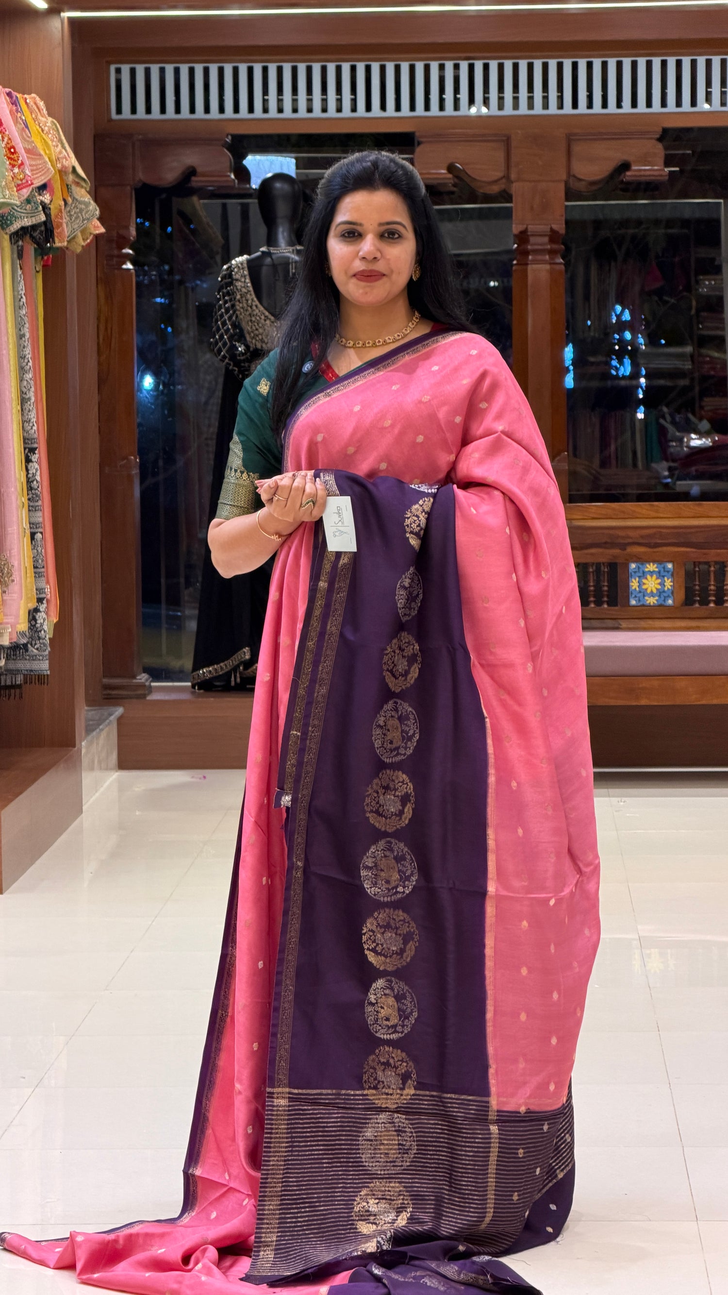 CREPE SILK SAREE SUV5389-BABYPINK WITH PURPLE