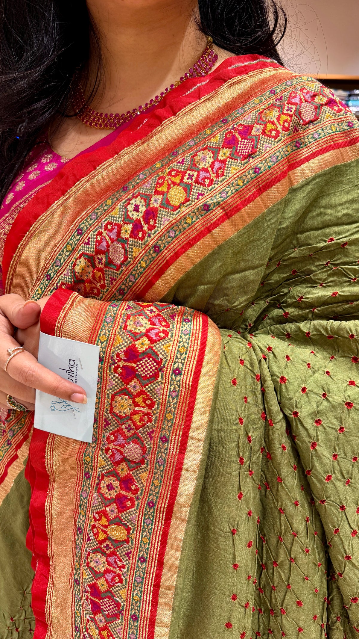 PURE CHINIYA SILK BANDHINI SUV4483-MEHENDIGREEN