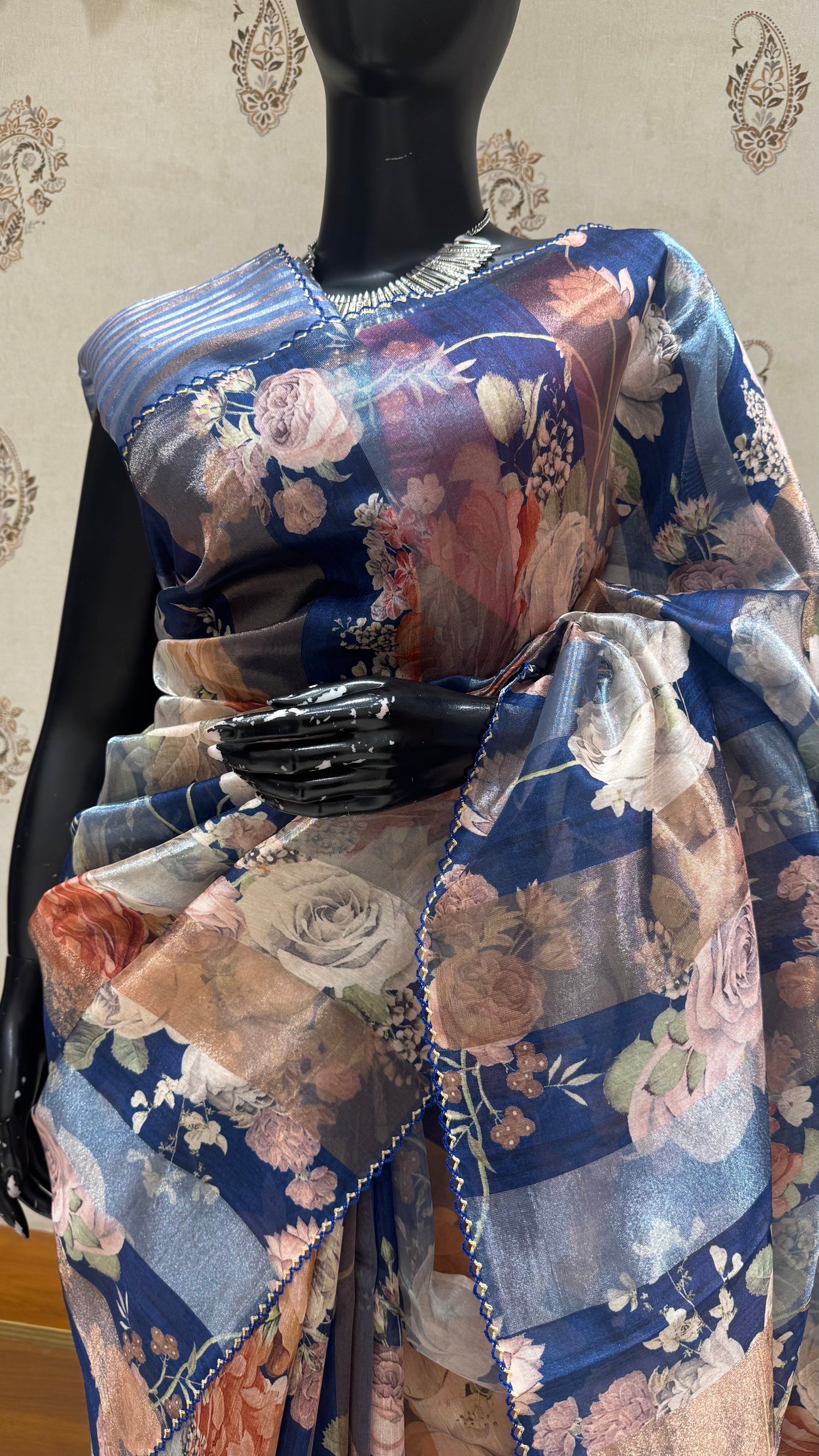 ORGANZA SAREE SUV5513-SAPHIREBLUE