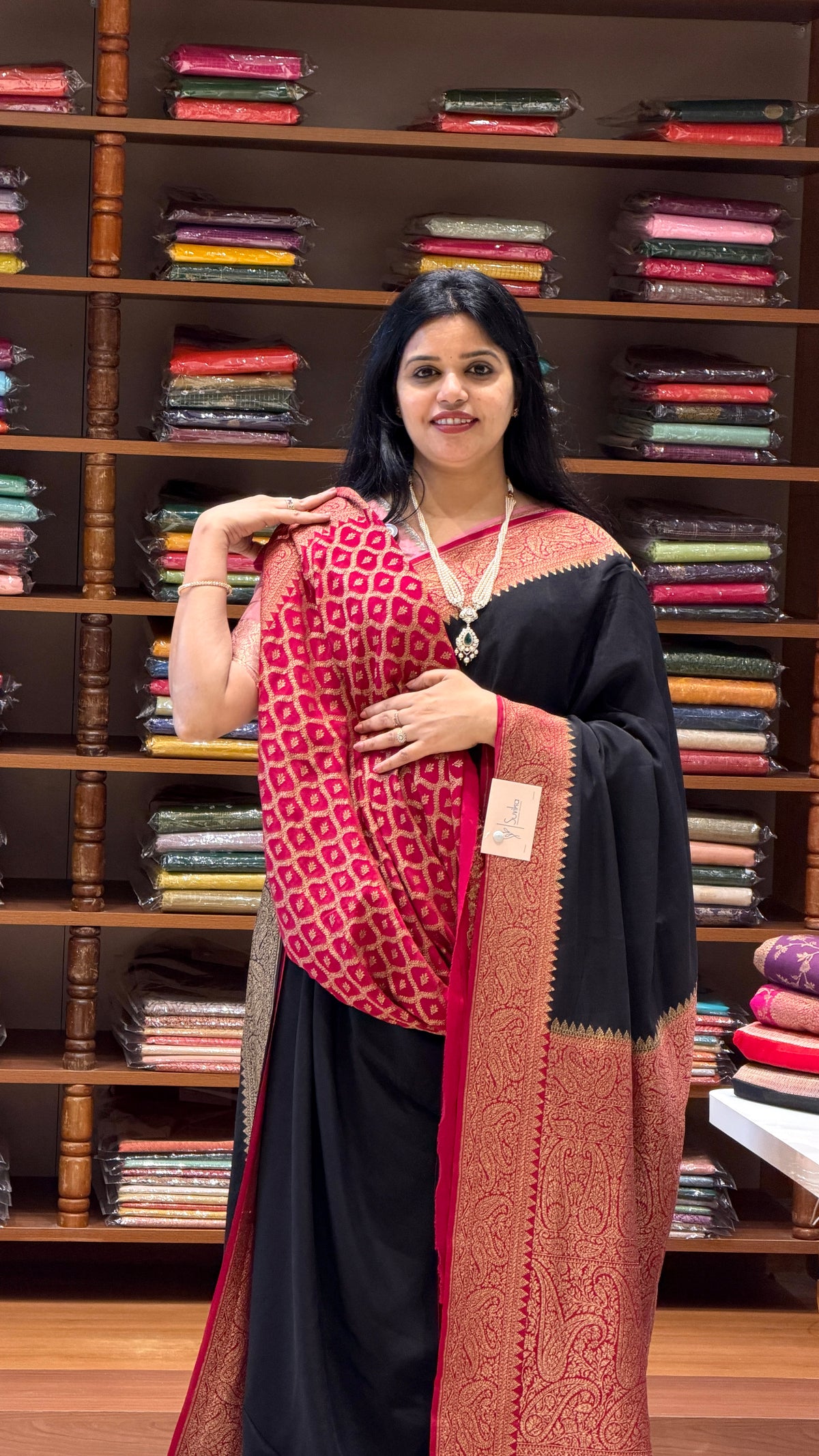 PURE BANARASI CREPE SAREE PSJV295-BLACK