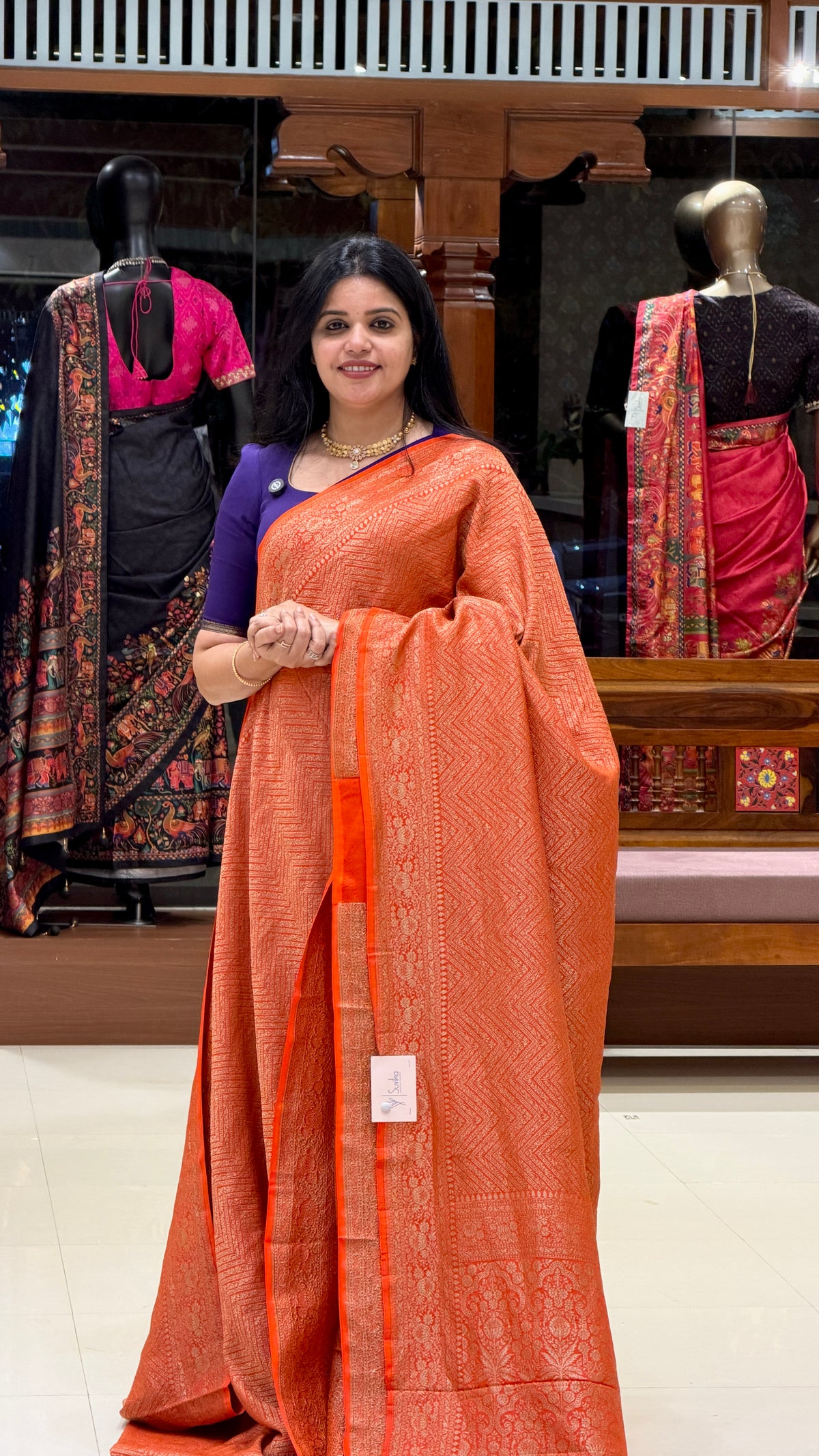 PURE BANARASI CREPE PSGM487-ORANGE