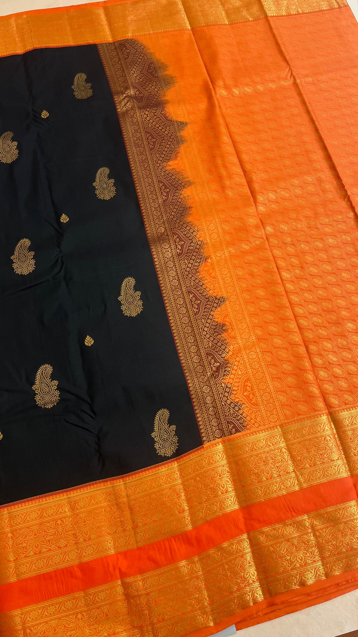 SEMI KANJIVARAM SILK SUV5753-DARKGREEN WITH PEACH