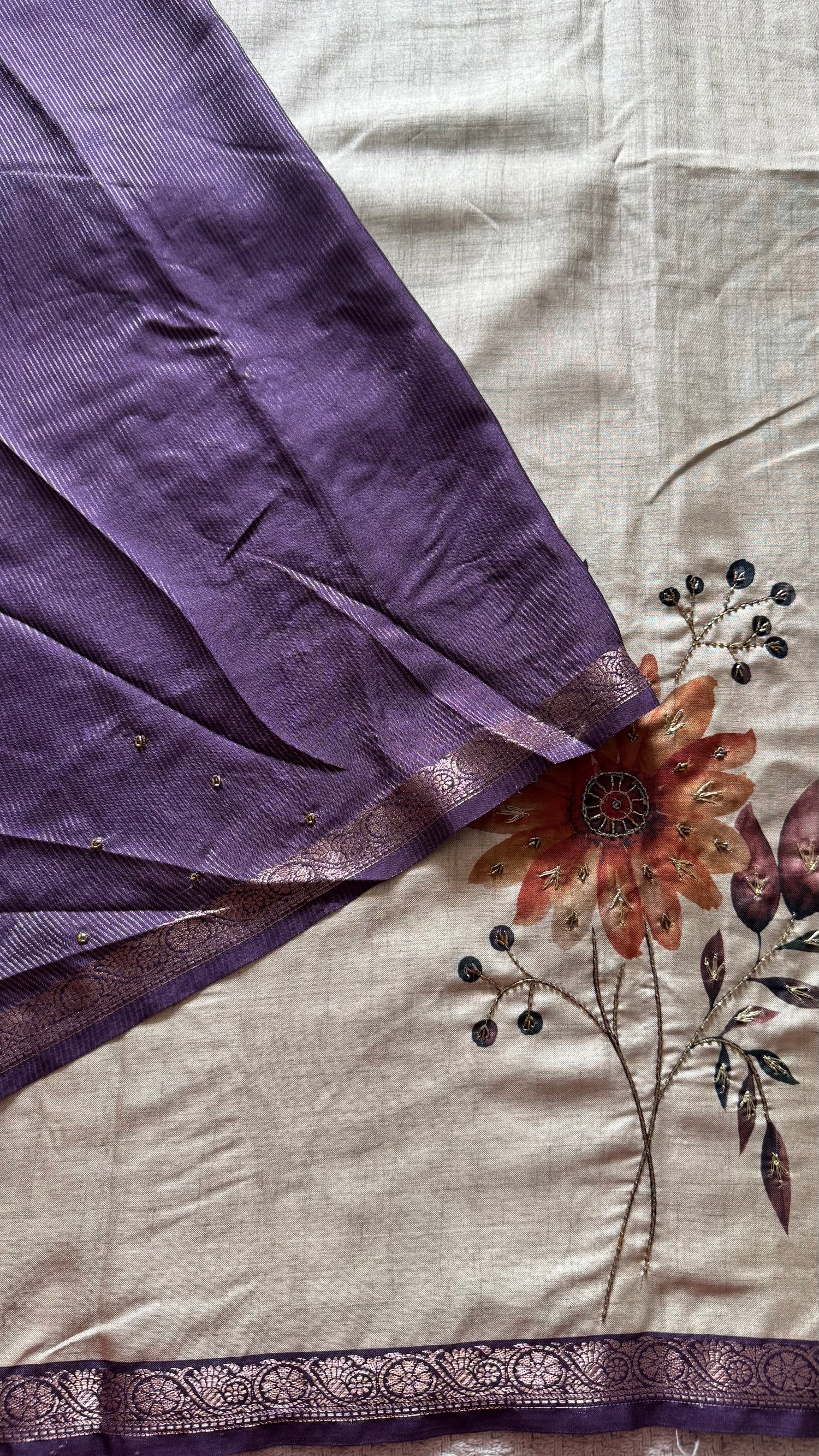 TUSSER SAREE SUV5636-PURPLE