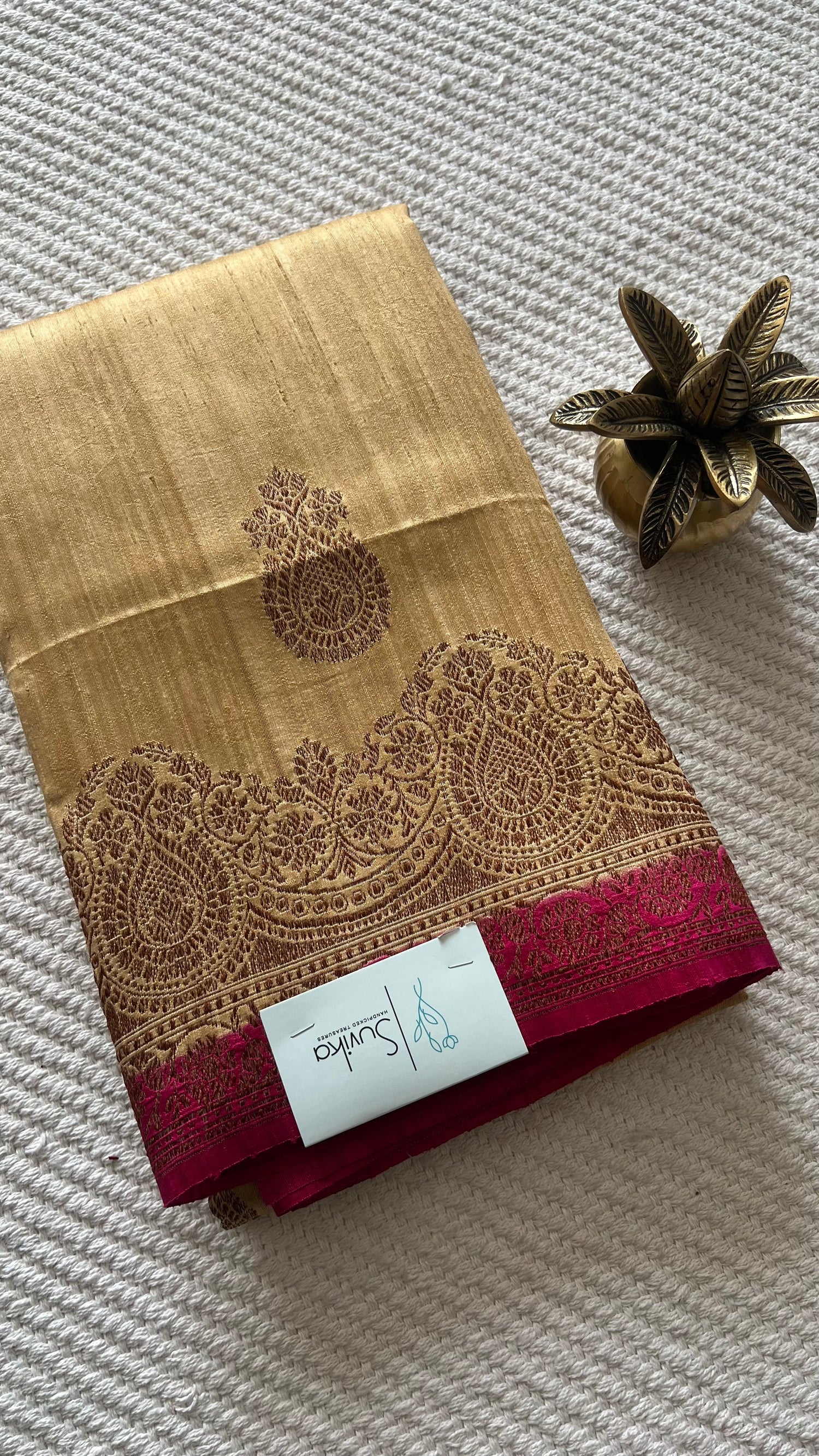 PSUV247-CHICKU WITH PINK PURE DUPION SILK SAREE