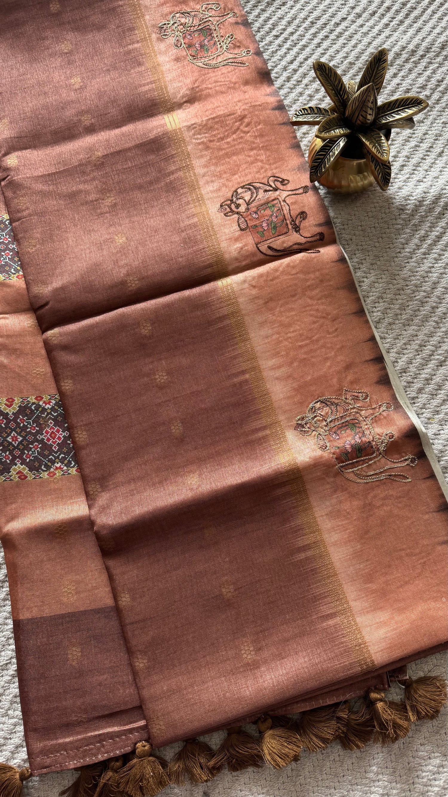 TUSSER SILK SAREE SUV5576-BROWN