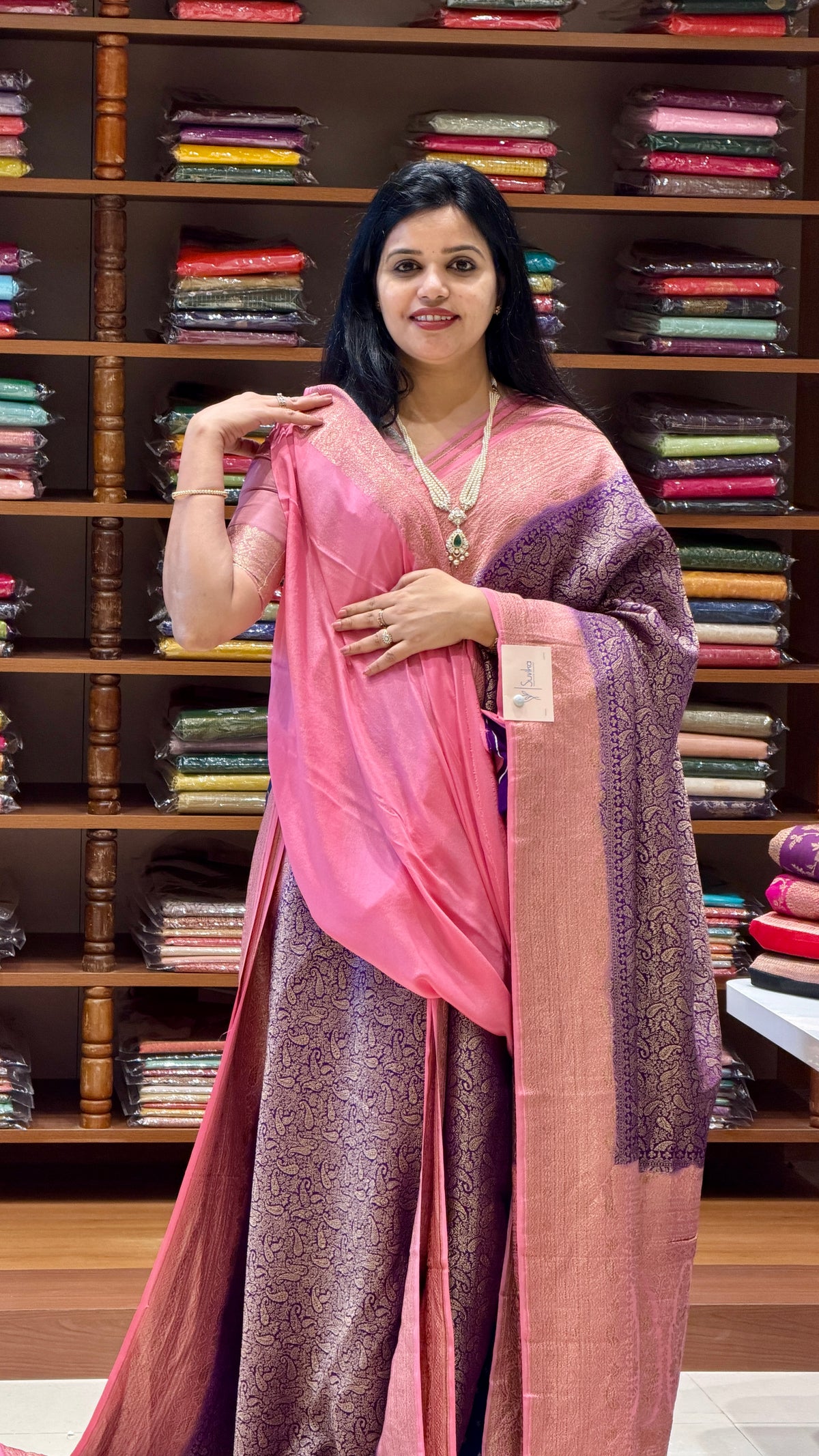 PURE BANARASI CREPE SAREE PSJV276-PURPLE