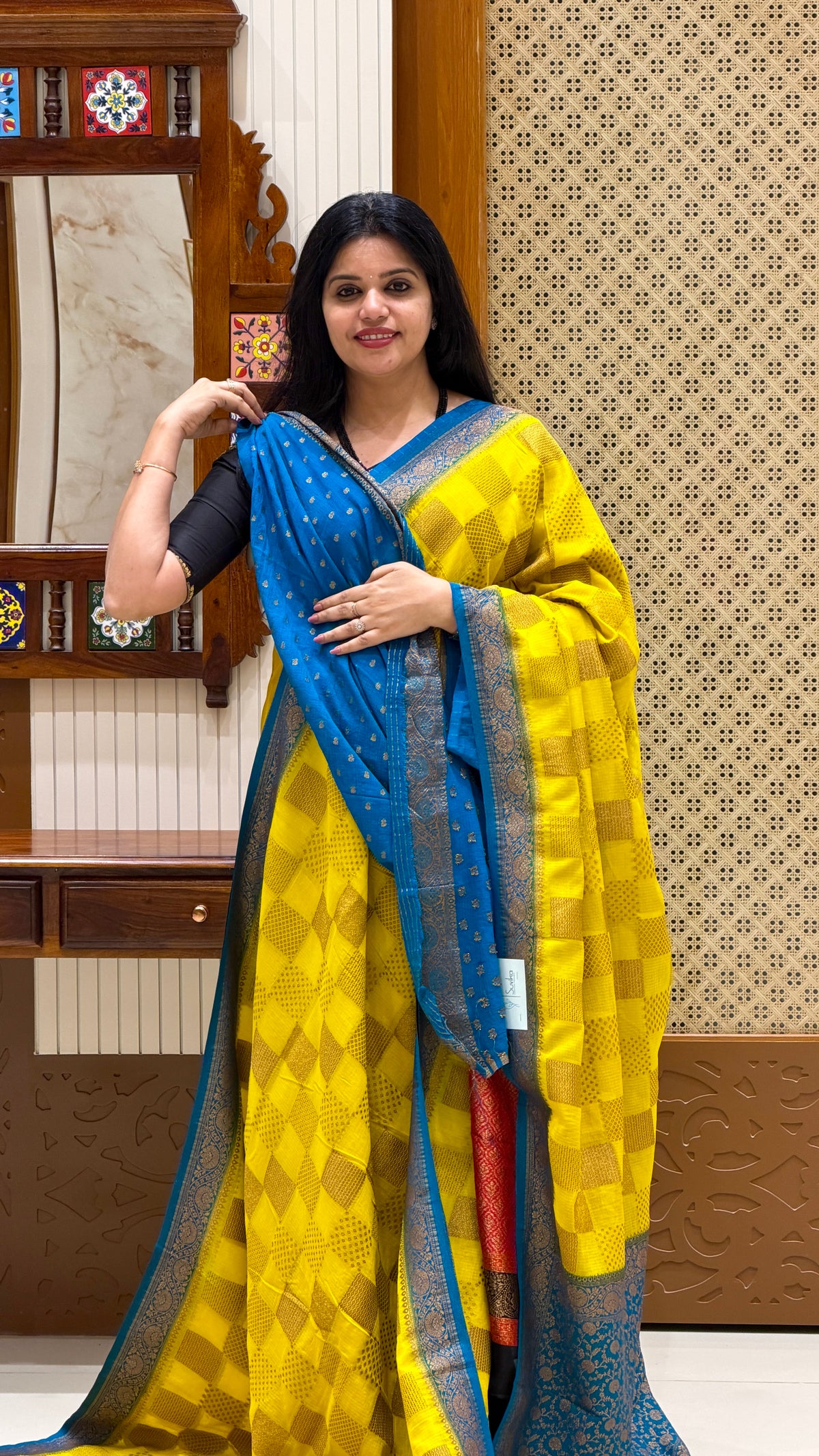 GEORGETTE SAREE  SUV5888-YELLOW