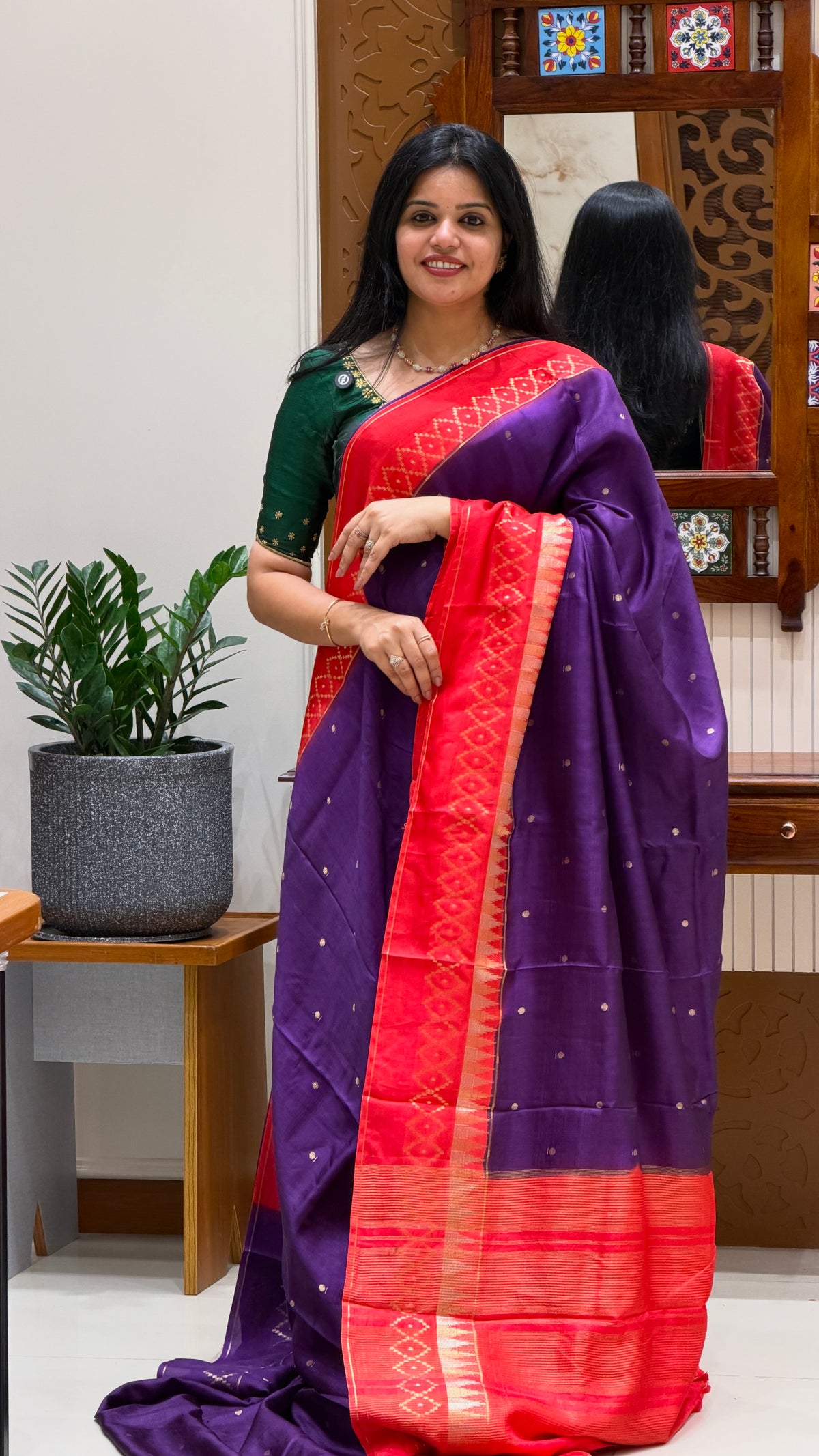 TUSSER CREPE SILK SAREE  SUV6089-PURPLE