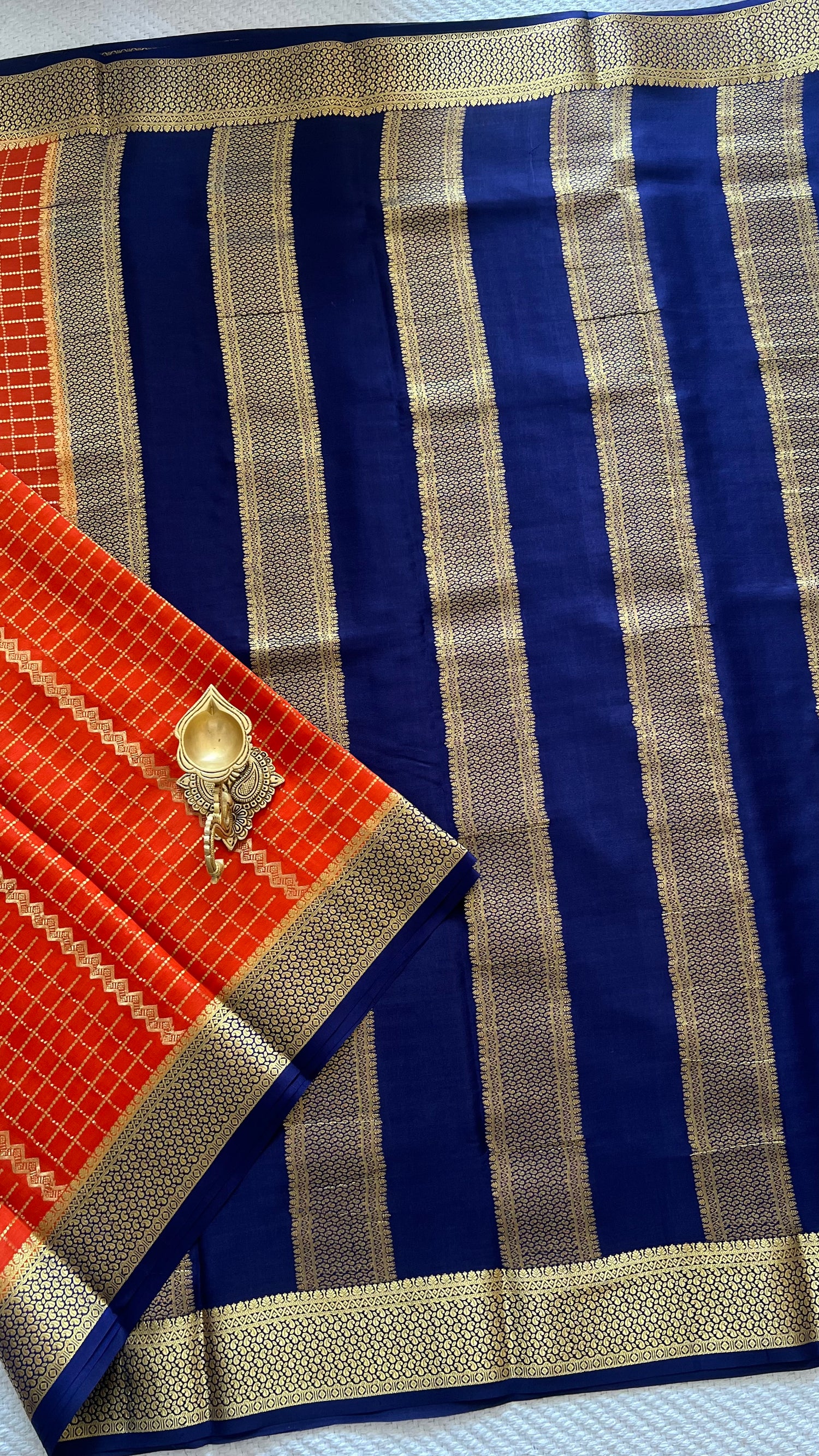 PSUV283-ORANGE PURE MYSORE SILK SAREE