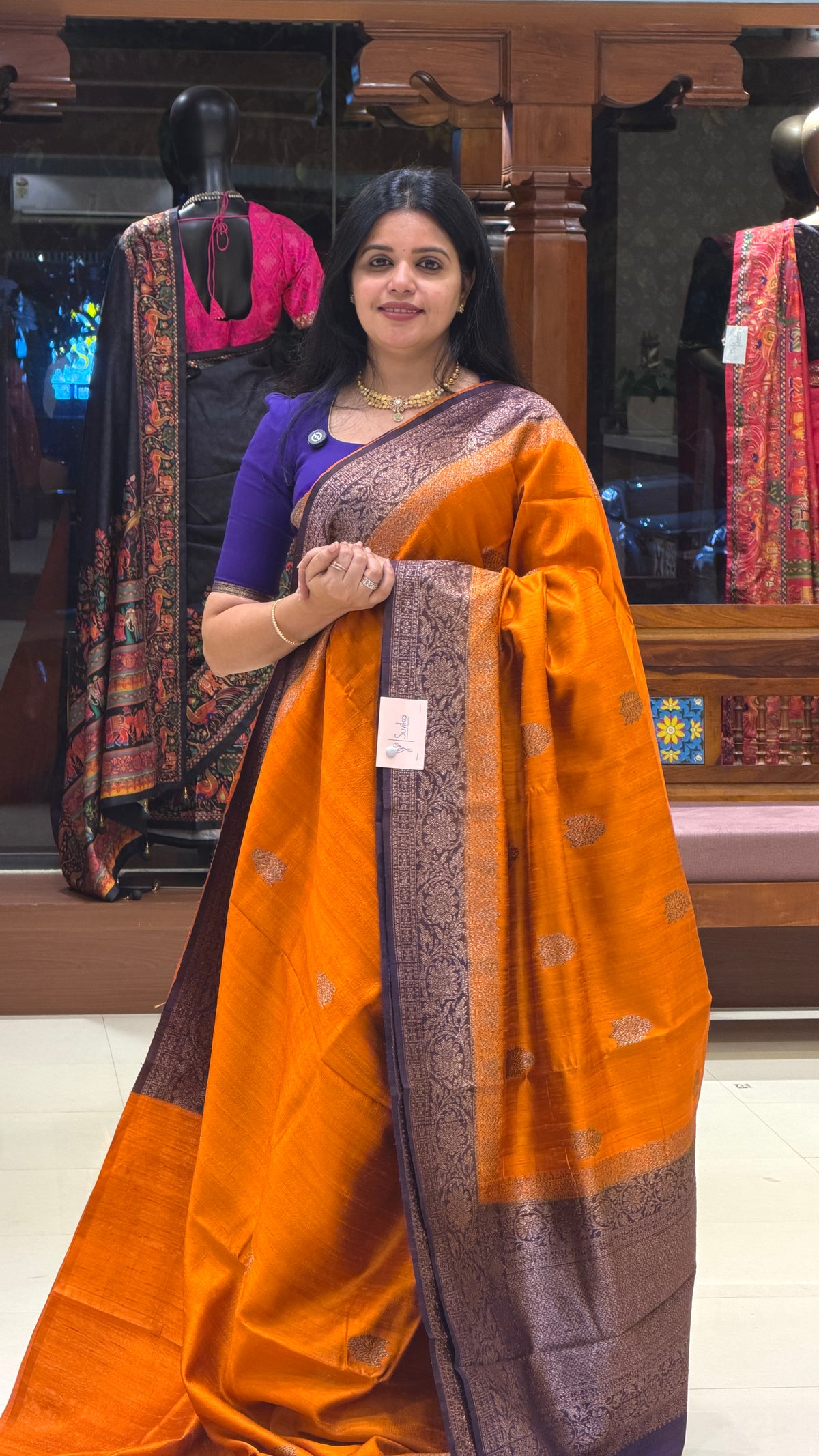 PURE BANARASI DUPION SILK PSBS323-ORANGE