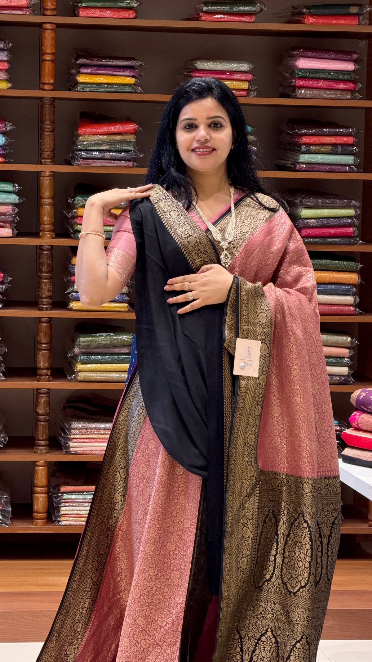 PURE BANARASI CREPE SAREE PSJV274-ONIONPINK