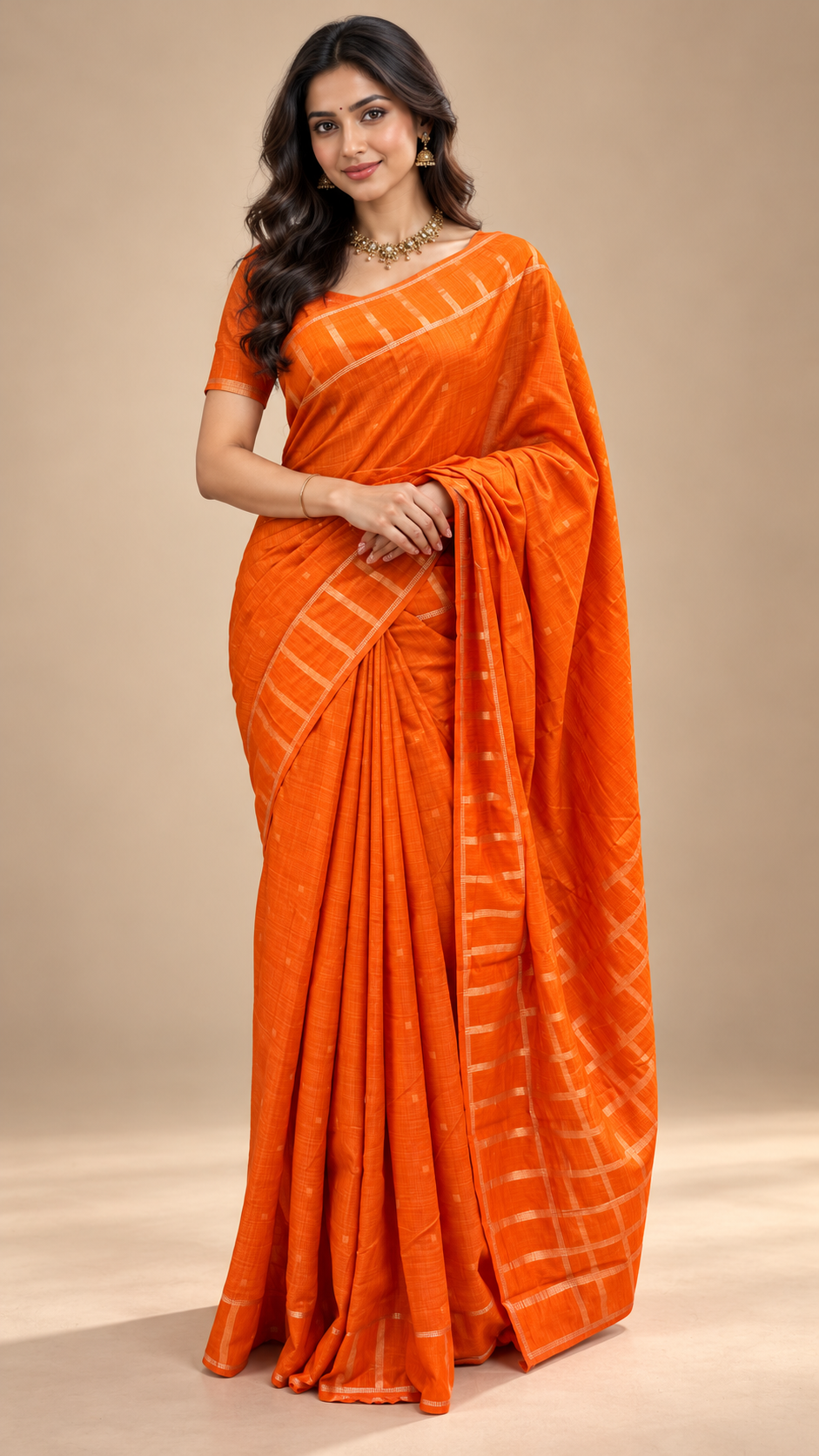 TUSSER SILK SAREE SUV5899-ORANGE