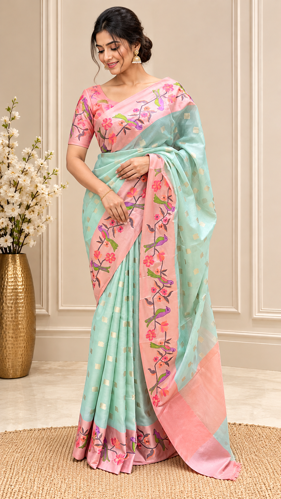 KOTA SILK SUV5183-SEABLUE WITH ONIONPINK