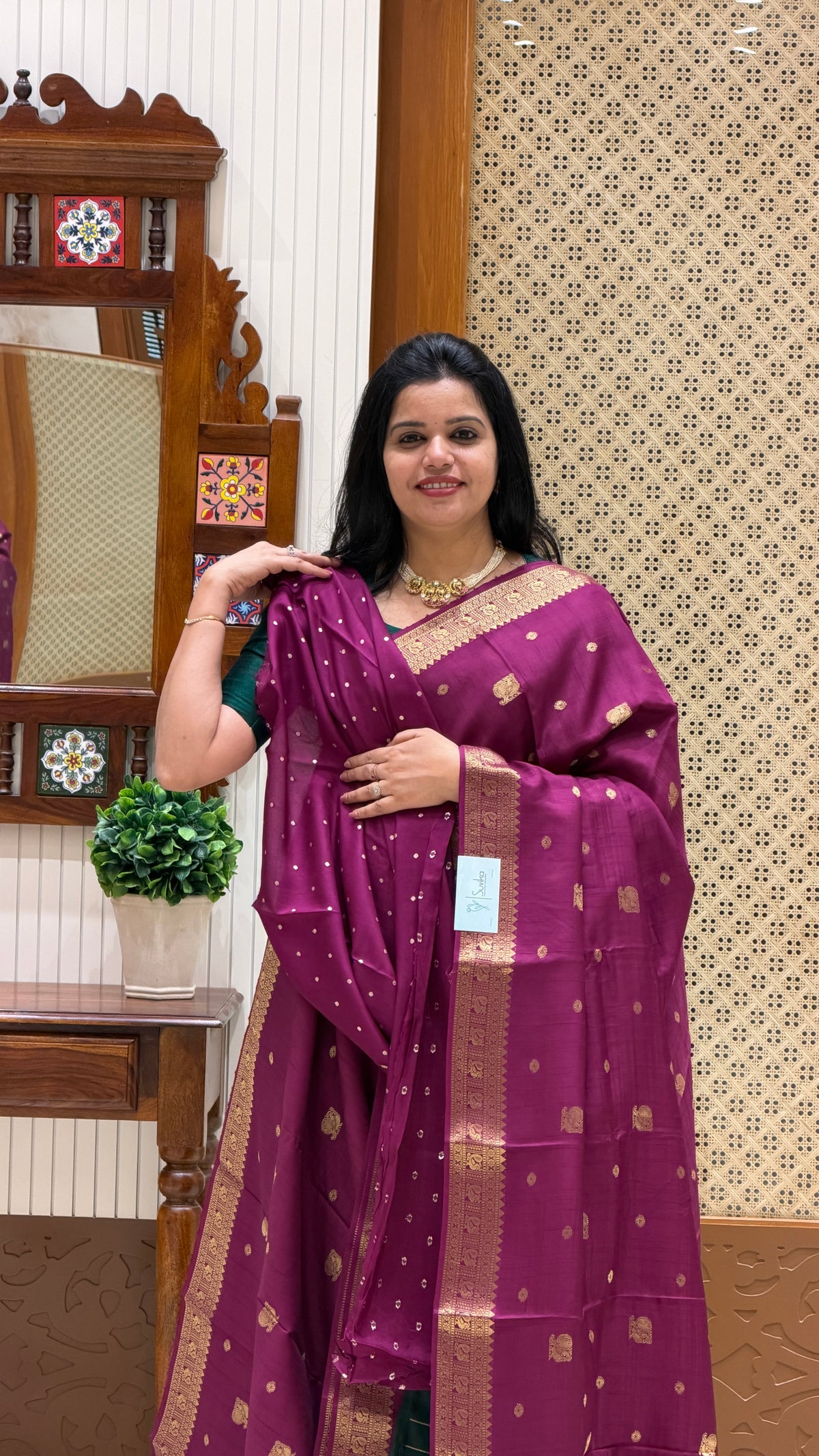 SEMI MYSORE CREPE SILK SAREE SUV5469-MAGENTA