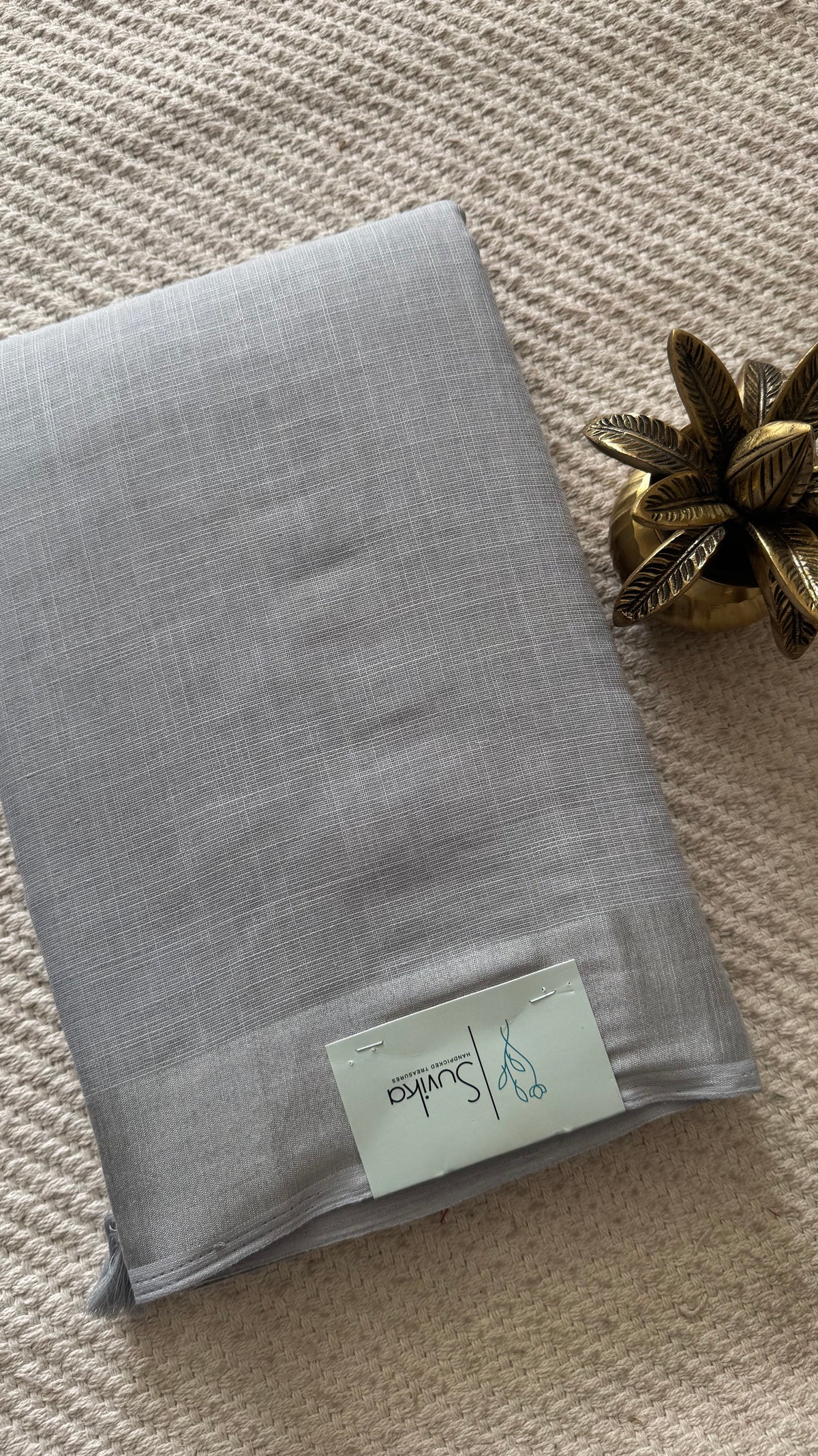 LINEN COTTON SAREE SUV5940-GREY