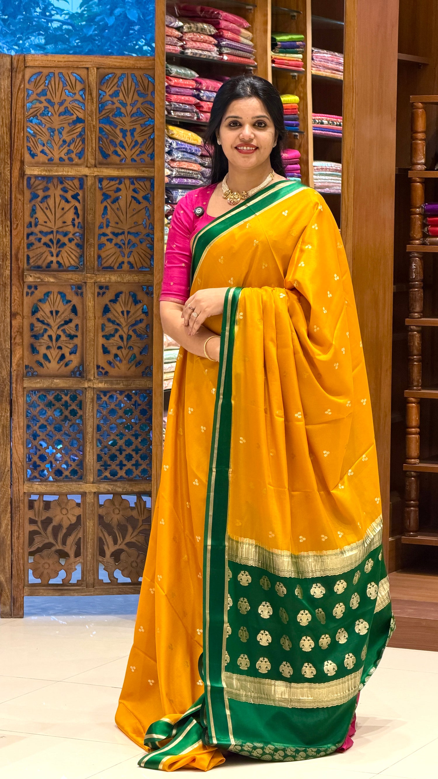PURE MYSORE SILK SAREE PSH257-MUSTARD