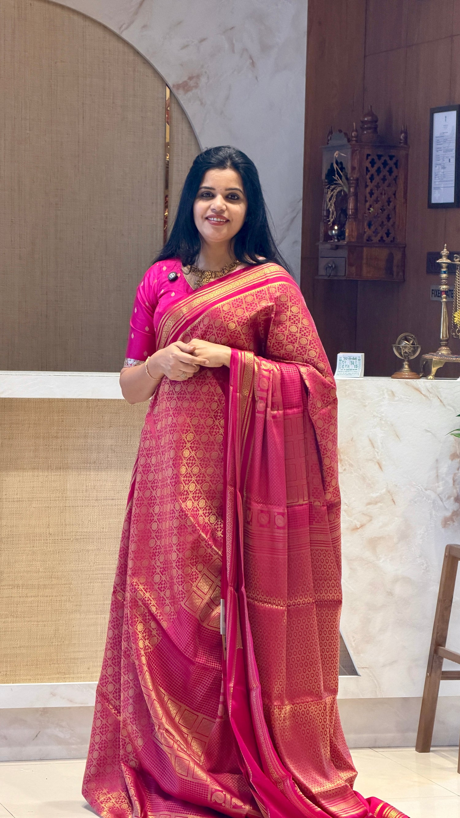 PSUV265-PINK PURE MYSORE SILK SAREE